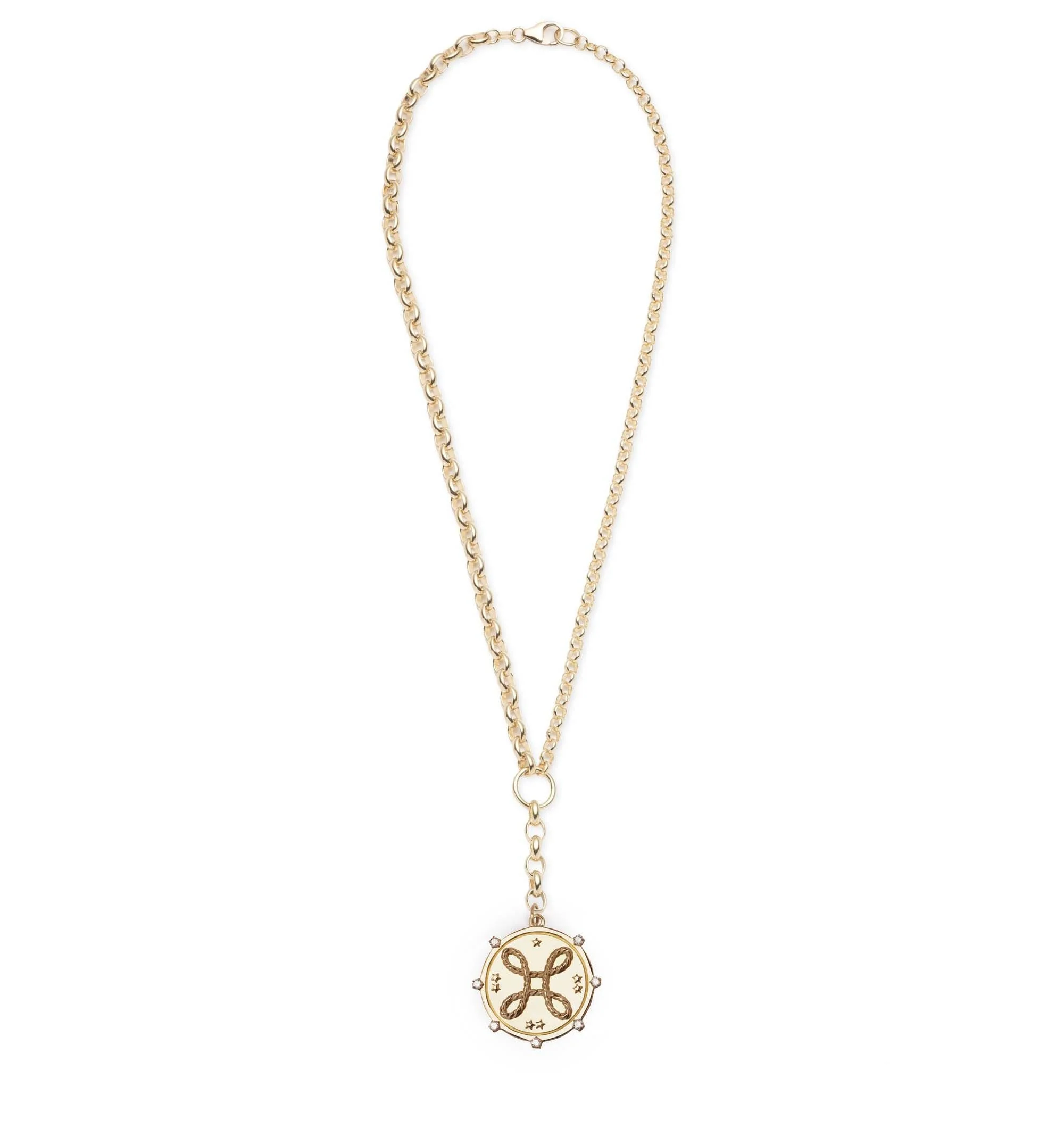 True Love | Love Knot Heavy Mixed Belcher Extension Necklace | Diamonds, Yellow Gold - Image 4