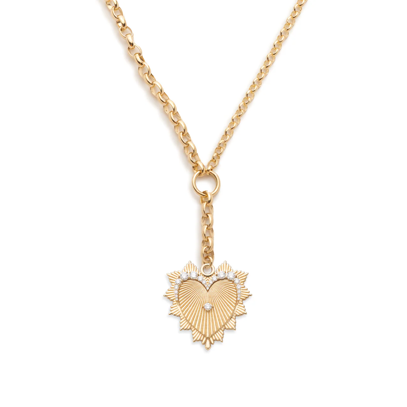 True Love | Graduated Diamond Heart Love Token Heavy Mixed Belcher Extension Necklace | Diamonds, Yellow Gold