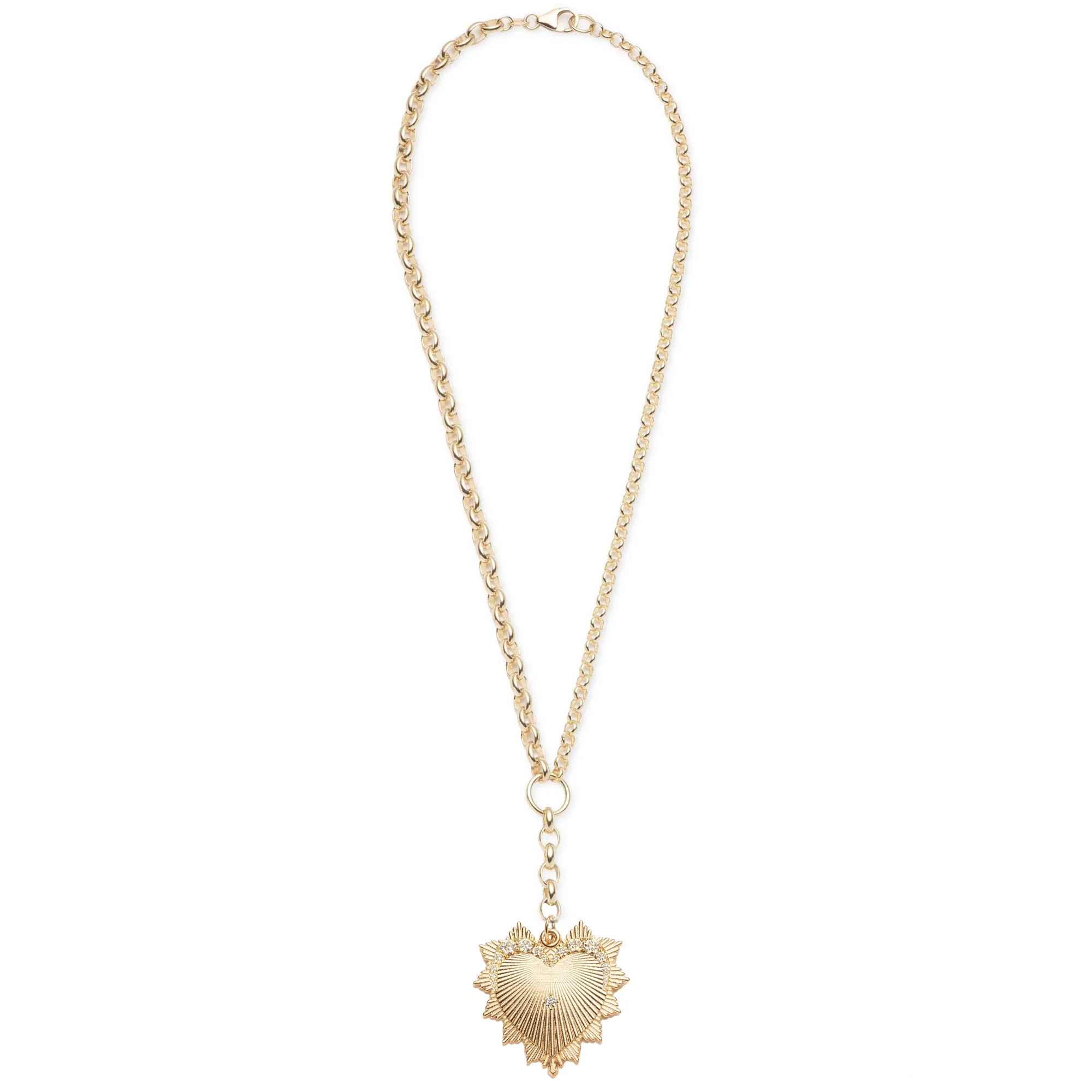 True Love | Graduated Diamond Heart Love Token Heavy Mixed Belcher Extension Necklace | Diamonds, Yellow Gold - Image 3