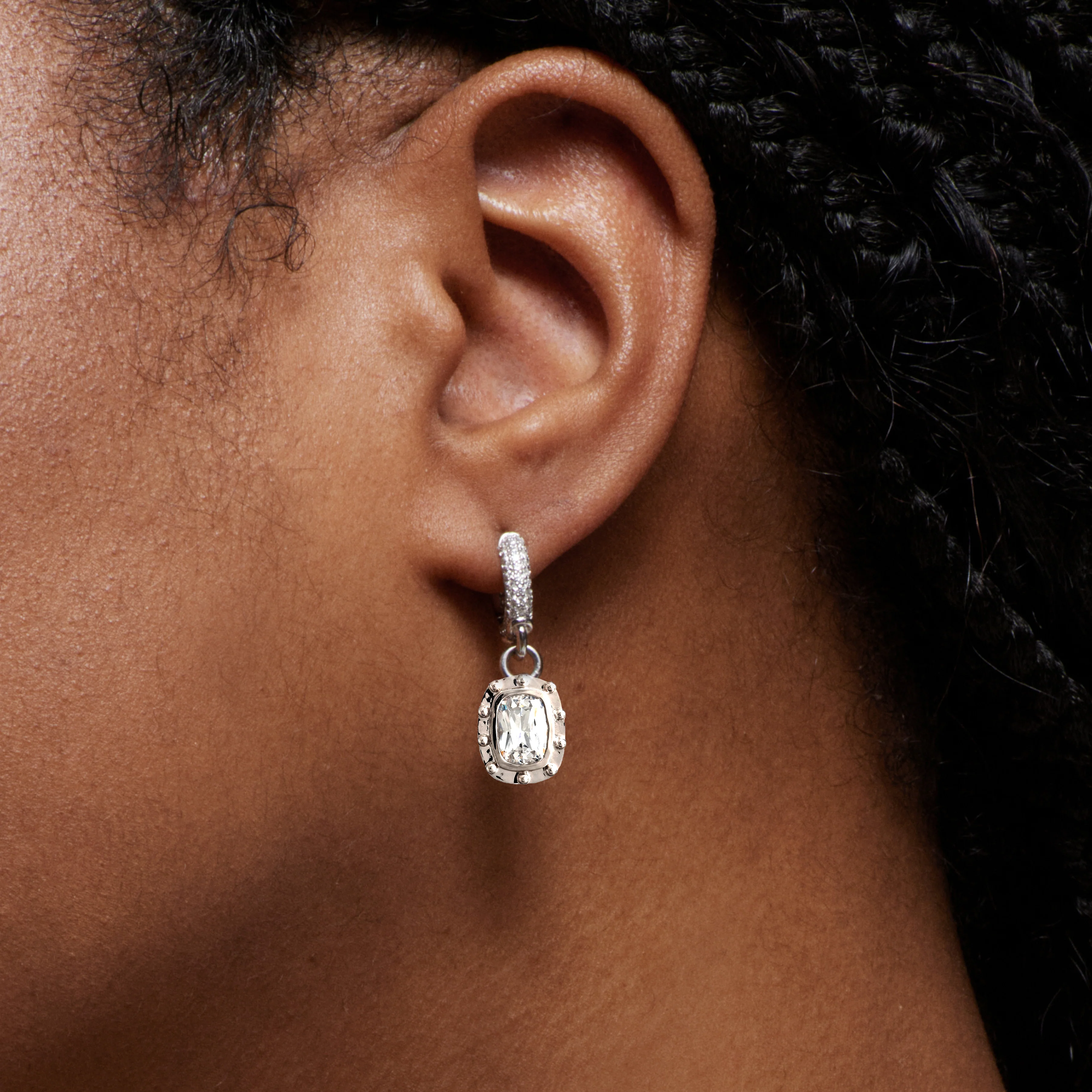 True Love | Lovestruck Pierced Cushion Cut Hoop Earring | Diamonds, White Gold - Image 3