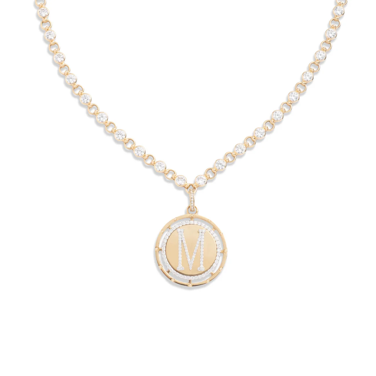 Personalized - True Love | Custom Lovestruck Pierced Rivière Link Necklace | Diamonds, Yellow Gold