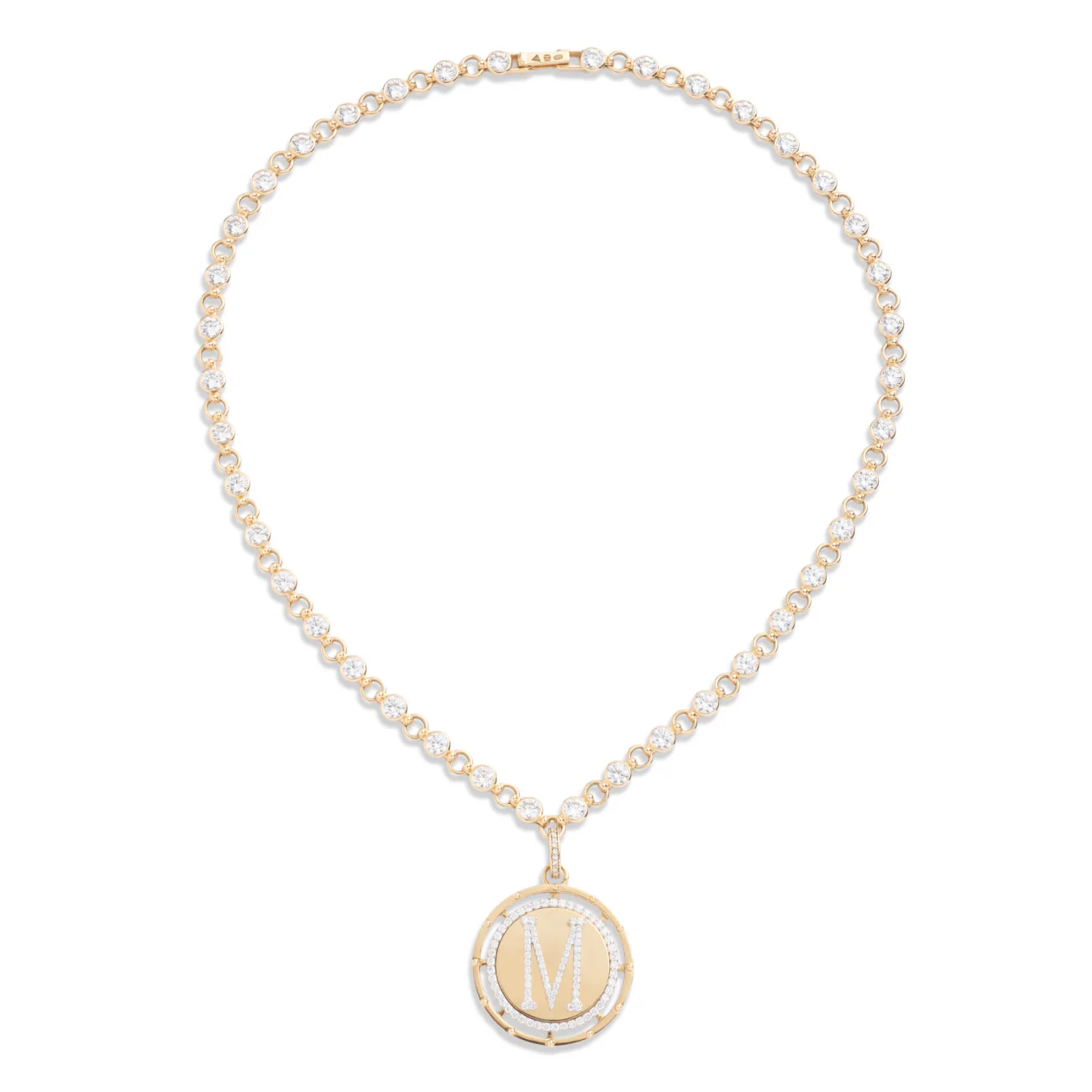 Personalized - True Love | Custom Lovestruck Pierced Rivière Link Necklace | Diamonds, Yellow Gold - Image 2
