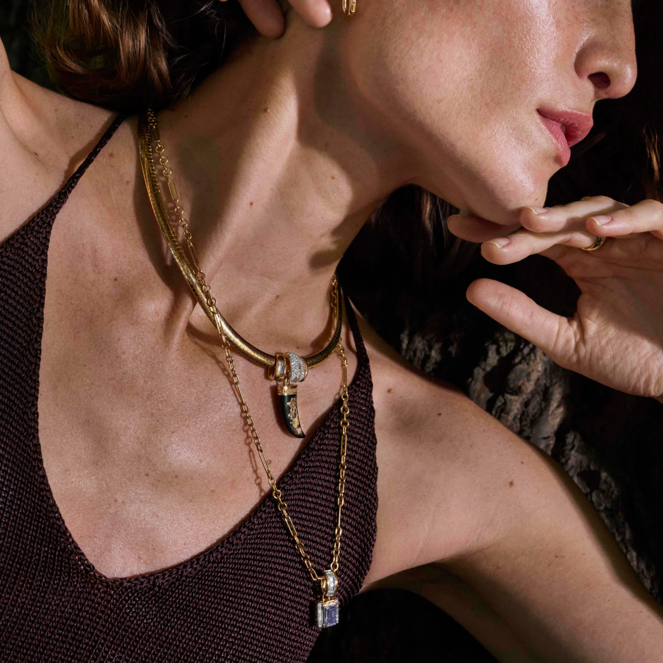 True Love | Lovestruck Pierced Cache Link Pendant | Tanzanite, Diamonds, Yellow Gold - Image 2