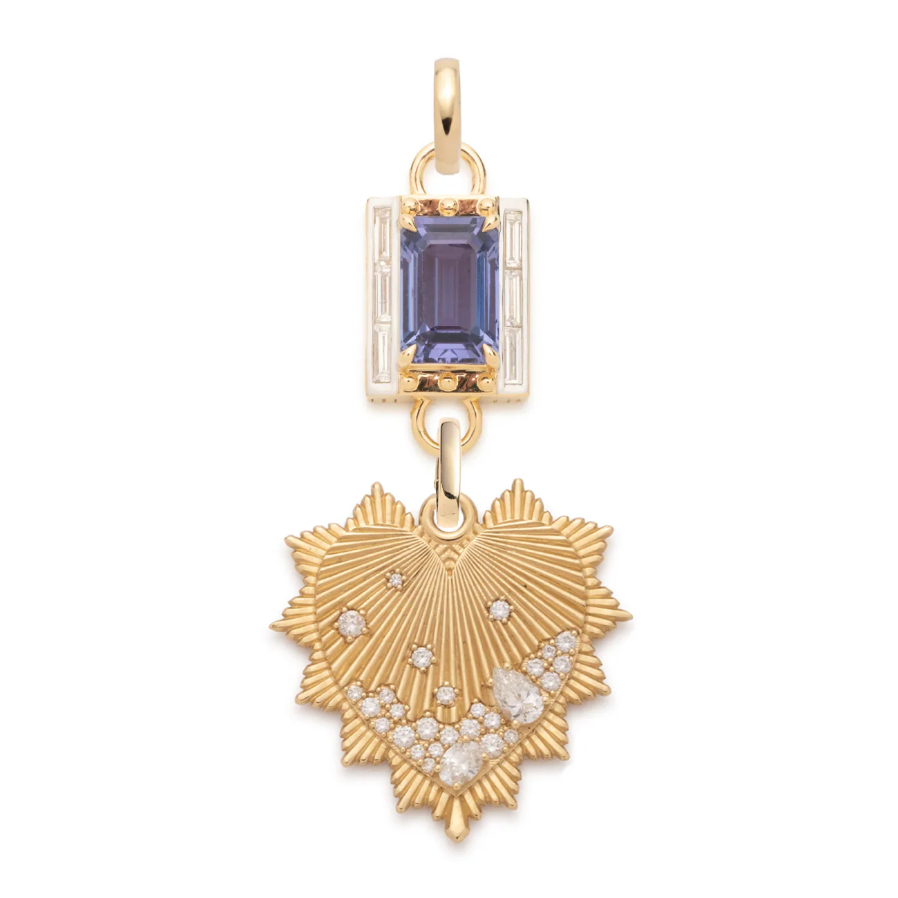 True Love | Lovestruck Pierced Cache Link Pendant | Tanzanite, Diamonds, Yellow Gold - Image 4