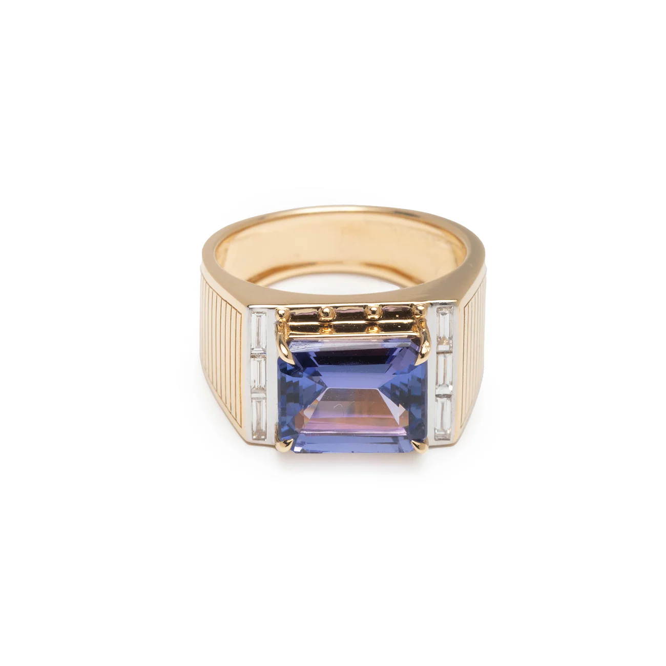 True Love | Lovestruck Pierced Signet Ring | Tanzanite, Diamonds, Yellow Gold