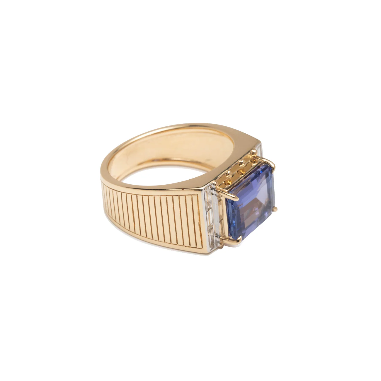 True Love | Lovestruck Pierced Signet Ring | Tanzanite, Diamonds, Yellow Gold - Image 2