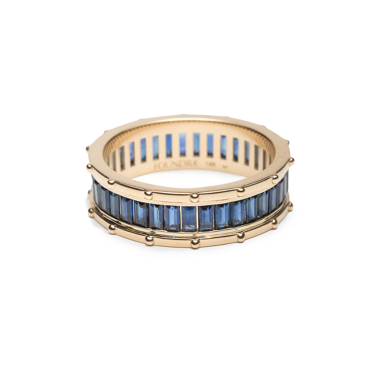 True Love | Lovestruck Pierced Baguette Wide Band | Blue Sapphire, Yellow Gold