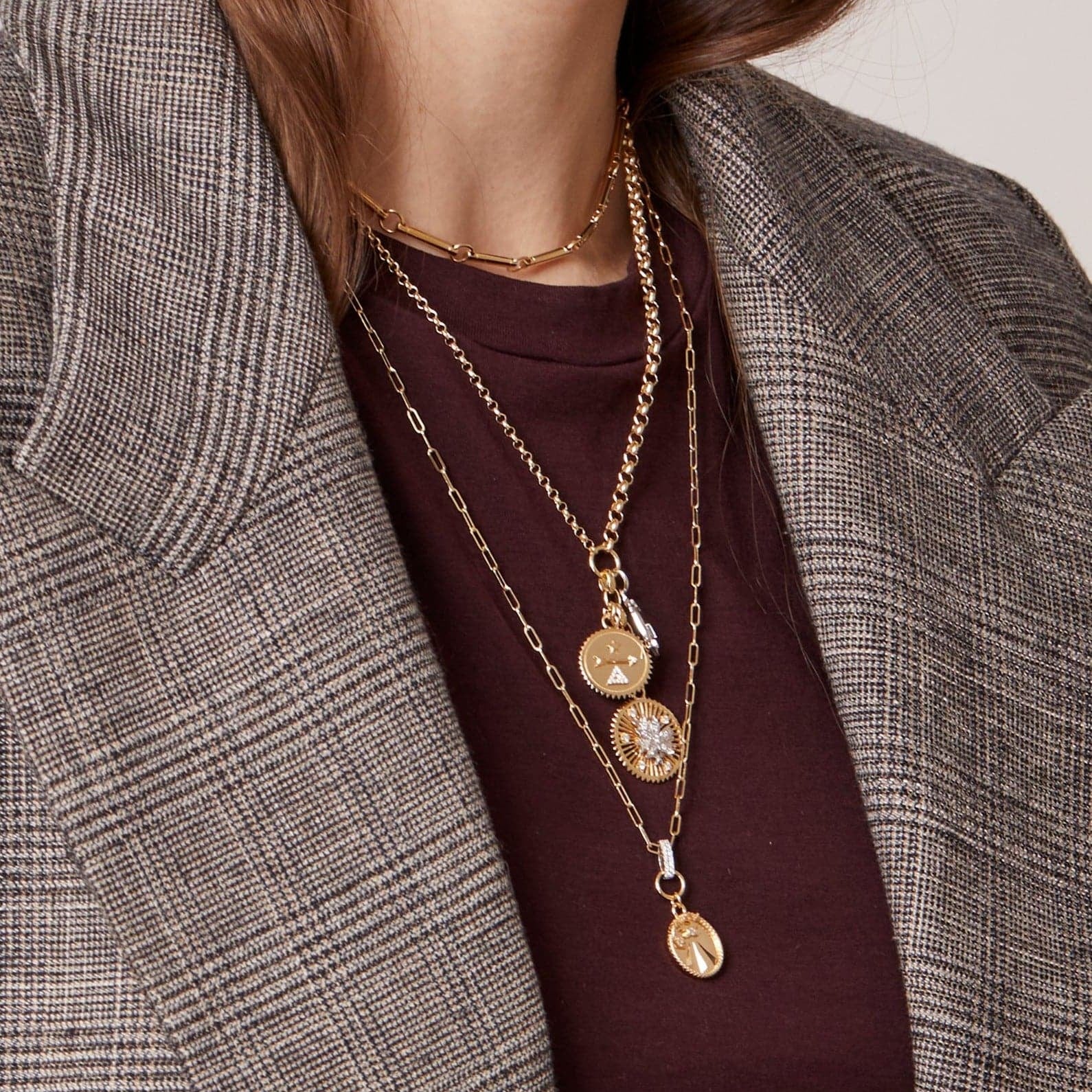 Personalized - Resilience | Blossoms and Initial Medium Mixed Belcher Extension Necklace | Diamonds, Mixed Gold - Image 3