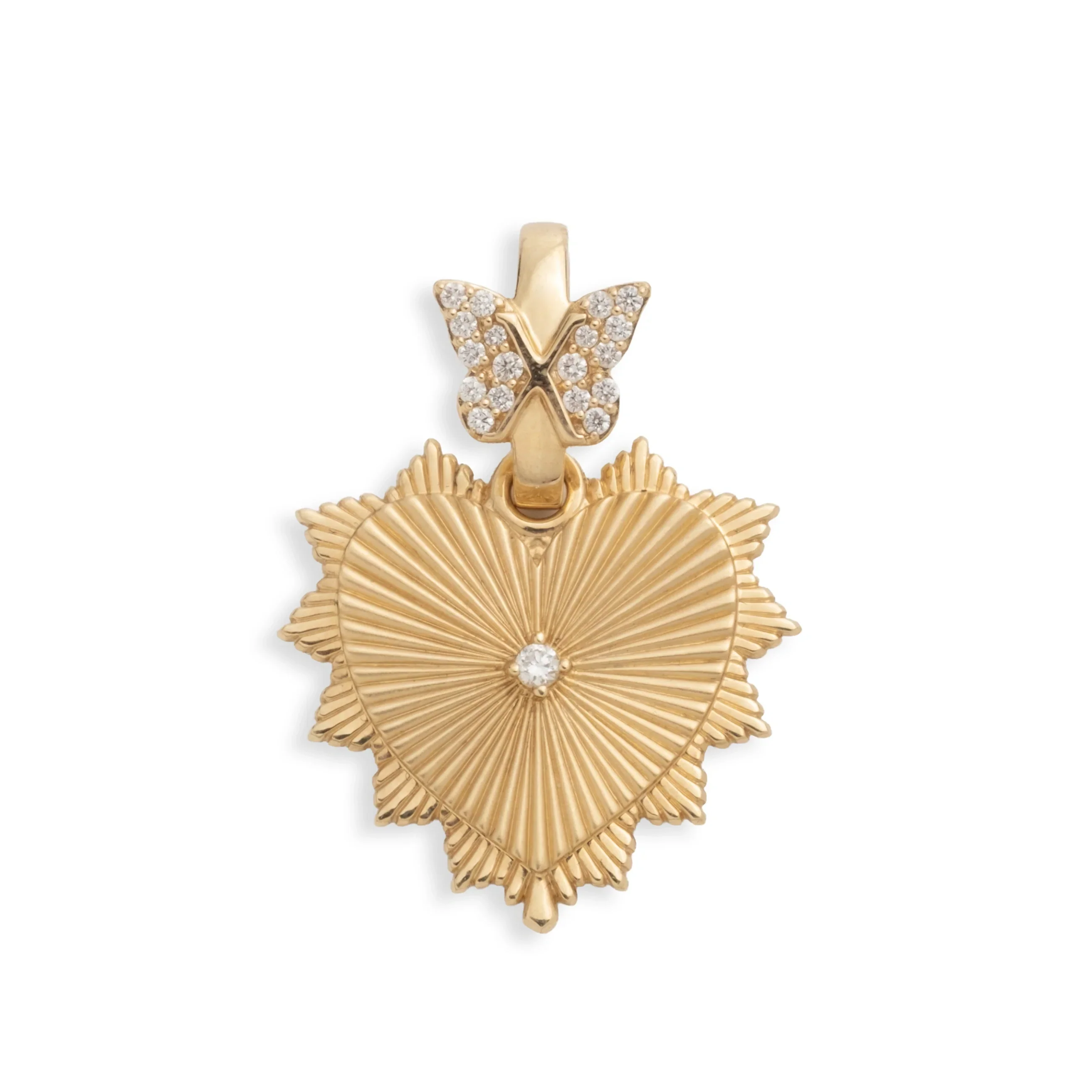 Necklace Connector - Reverie | Medium Pavé Butterfly Decorative Annex Link | Diamonds, Yellow Gold - Image 3