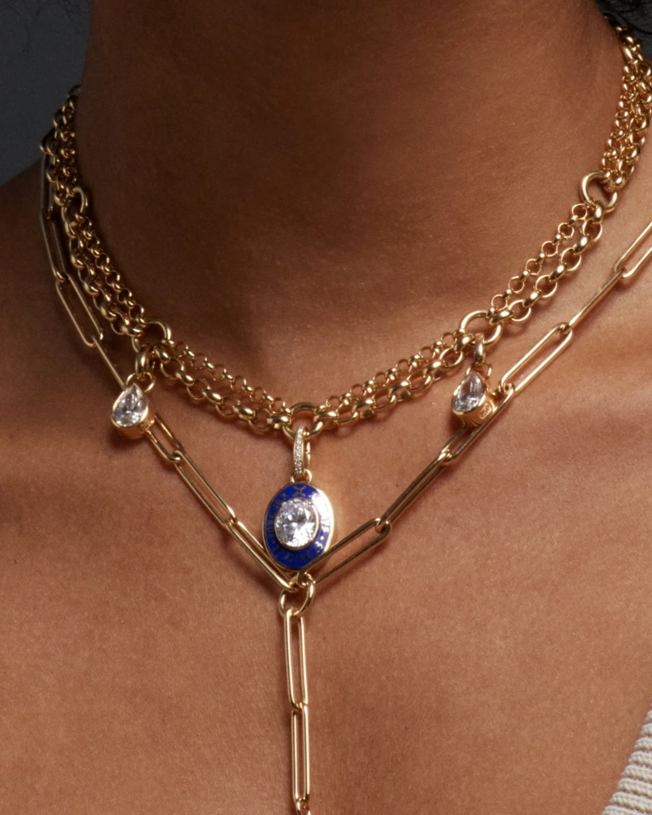 Necklace Connector | Medium Pavé Oval Annex Link | Diamonds, Yellow Gold - Image 4