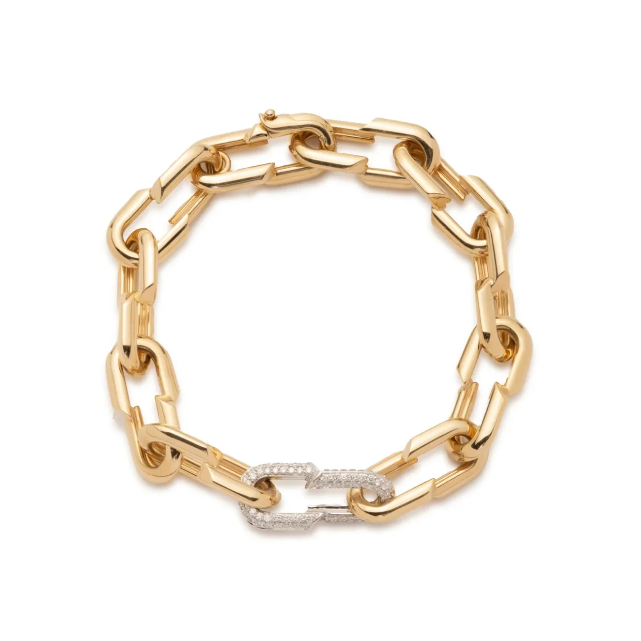 Strong Hearts | Medium Love Link Bracelet with Pavé Link | Diamonds, Yellow Gold