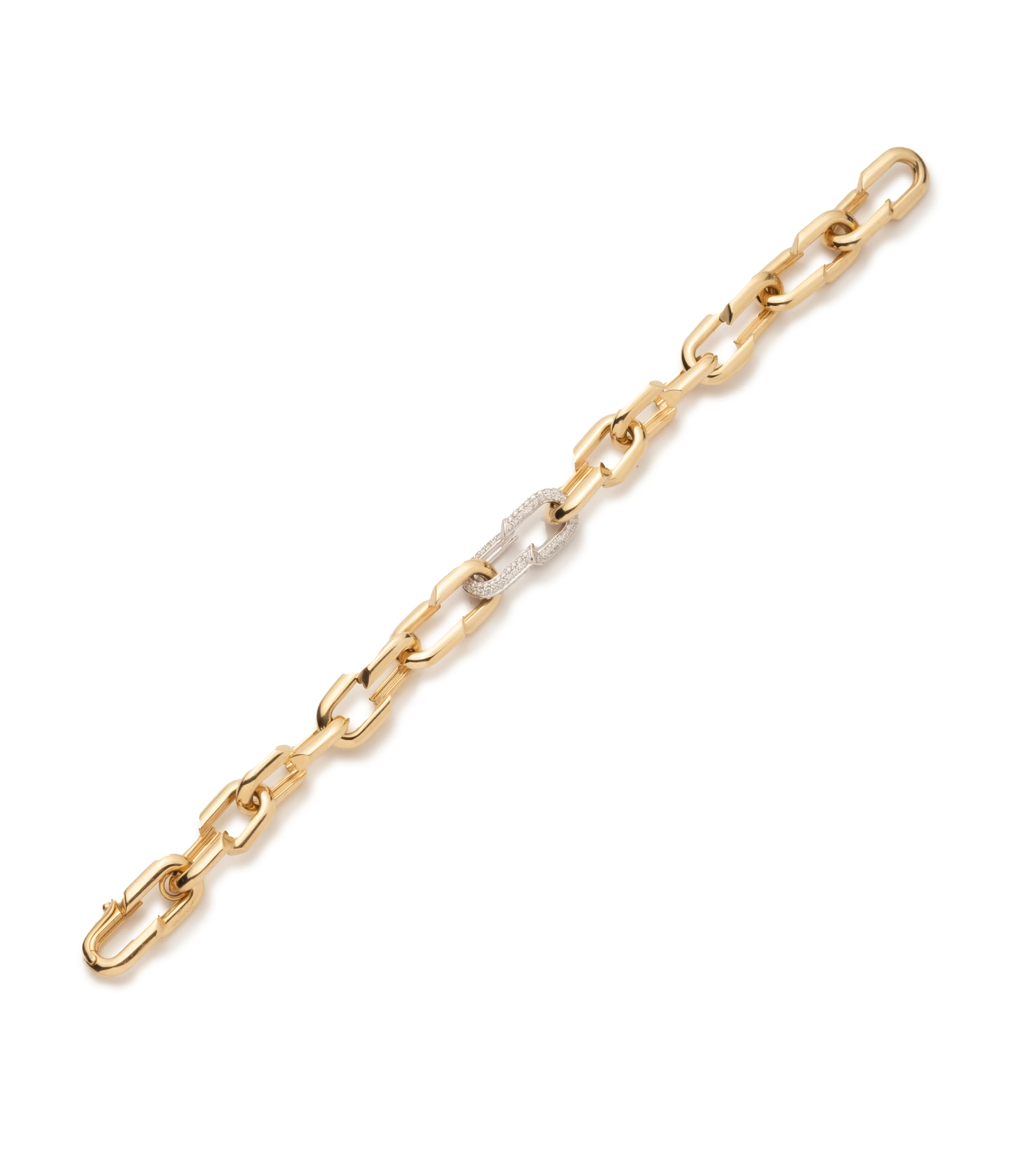 Strong Hearts | Medium Love Link Bracelet with Pavé Link | Diamonds, Yellow Gold - Image 2