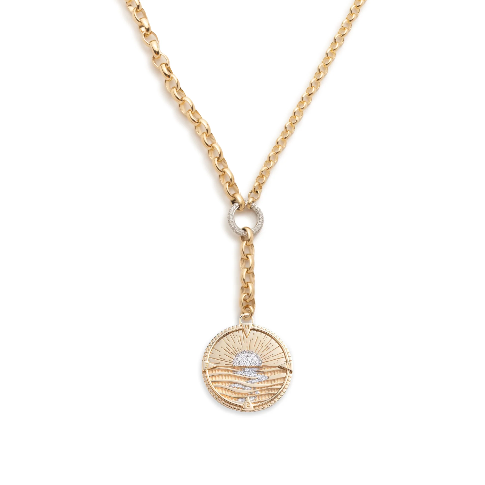 Internal Compass | New Beginnings Heavy Mixed Belcher Extension Necklace | Diamonds, Yellow Gold - Image 2