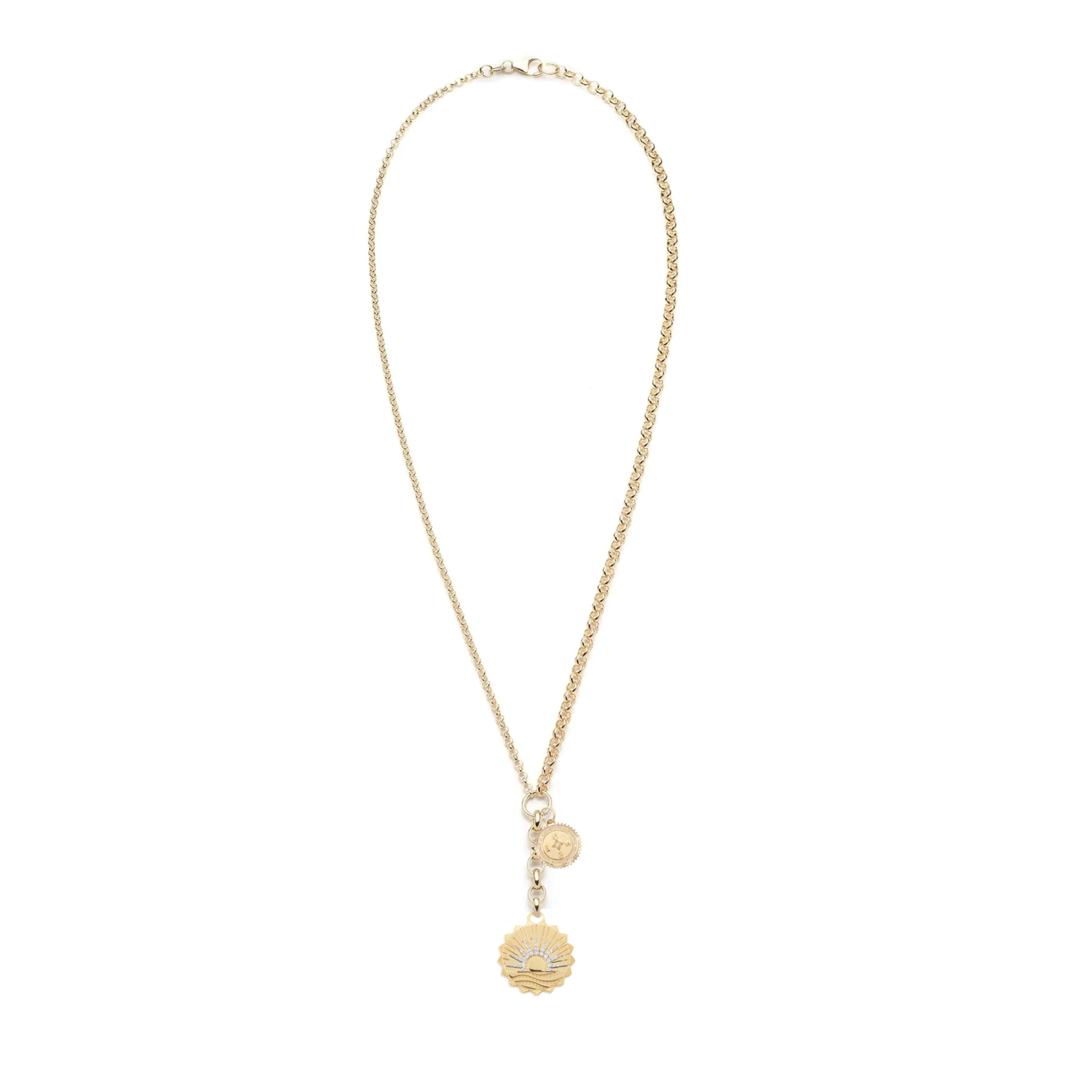 Internal Compass | New Beginnings and Compass Medium Mixed Belcher Extension Necklace | Diamonds, Yellow Gold - Image 3