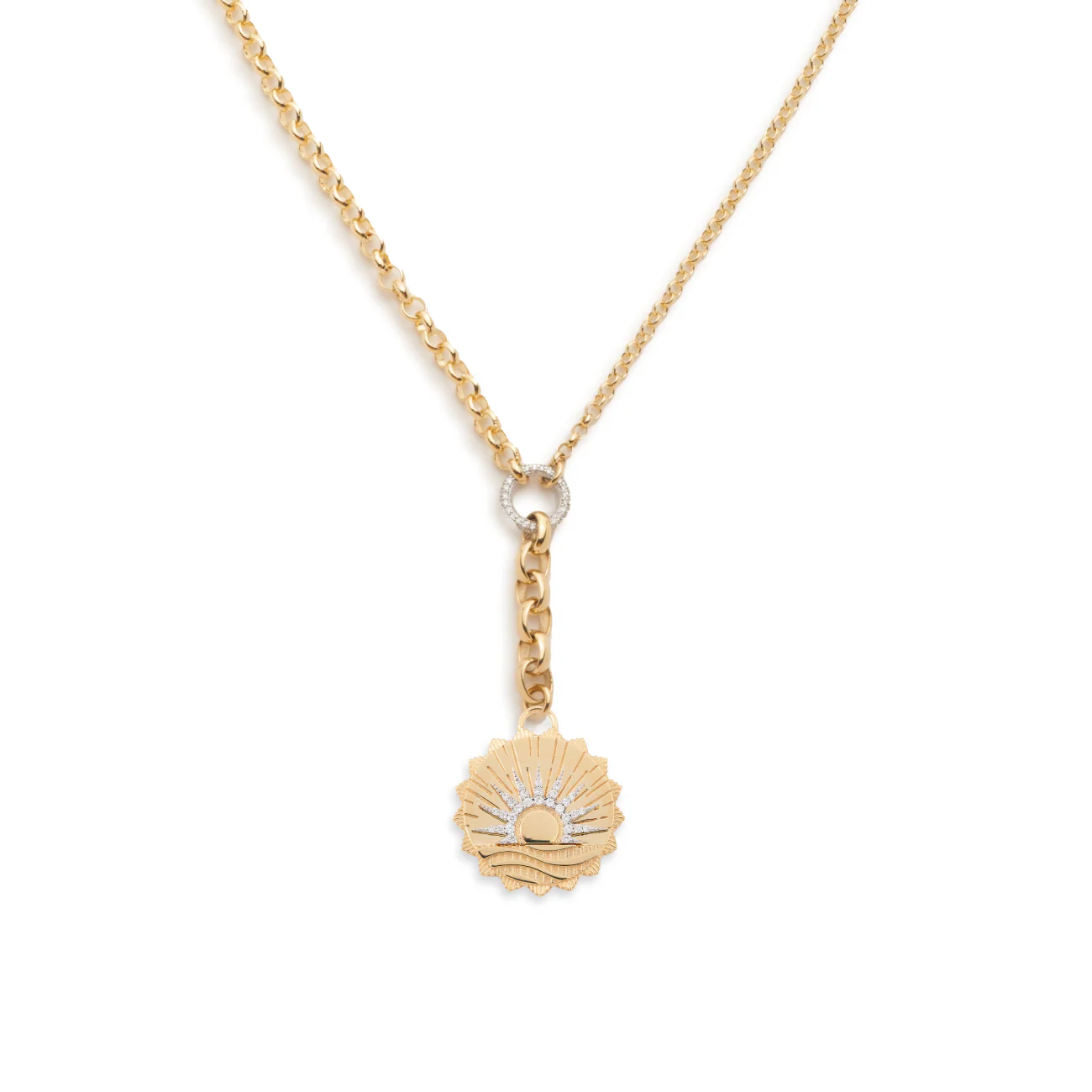 Internal Compass | New Beginnings Medium Mixed Belcher Extension Necklace | Diamonds, Yellow Gold - Image 3