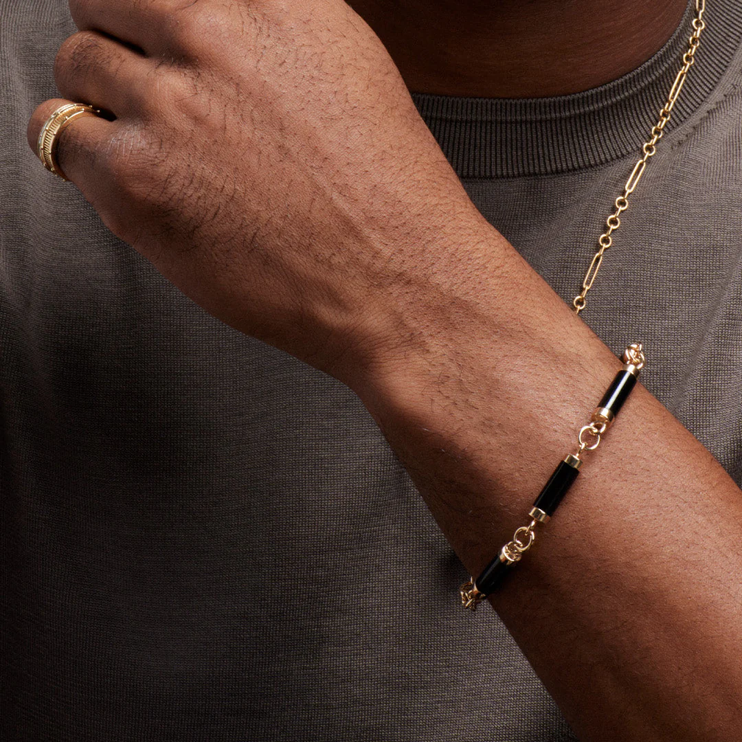 Element | Oversized Element Bracelet | Onyx, Yellow Gold - Image 3
