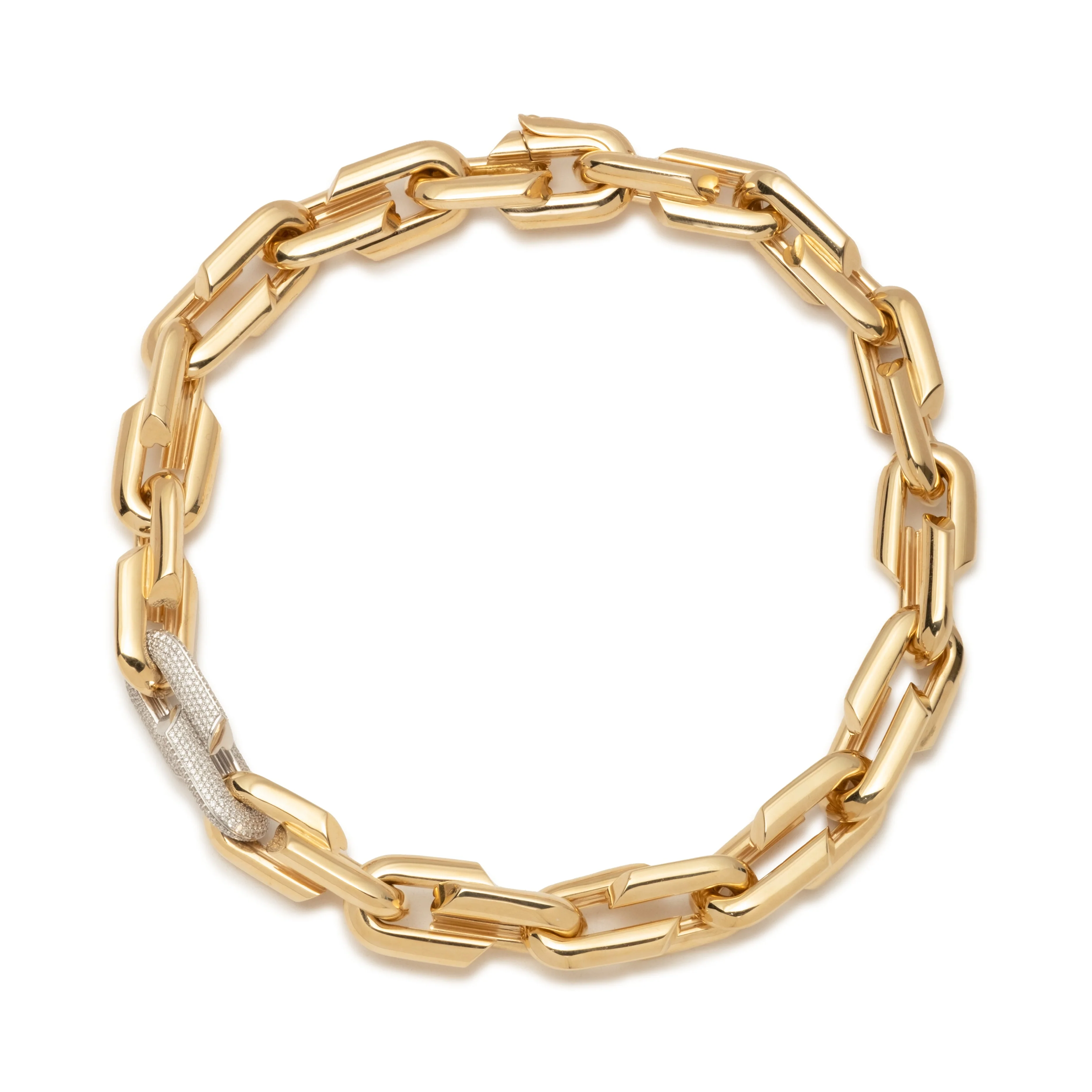 Strong Hearts | Oversized Love Link Chain with Pavé Link | Diamonds, Yellow Gold - Image 2