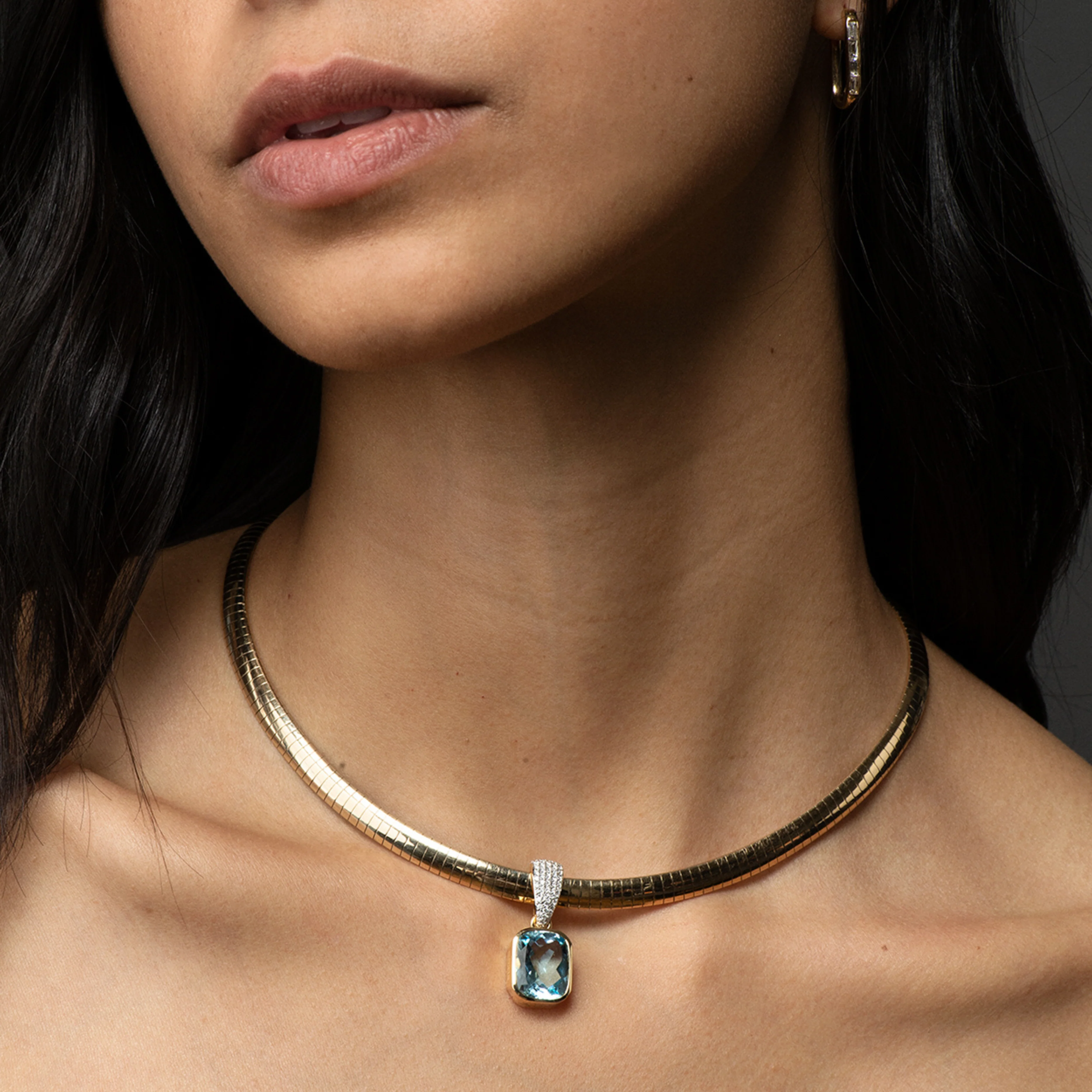 Necklace Connector | Medium Pavé Bail Link | Diamonds, White Gold - Image 2