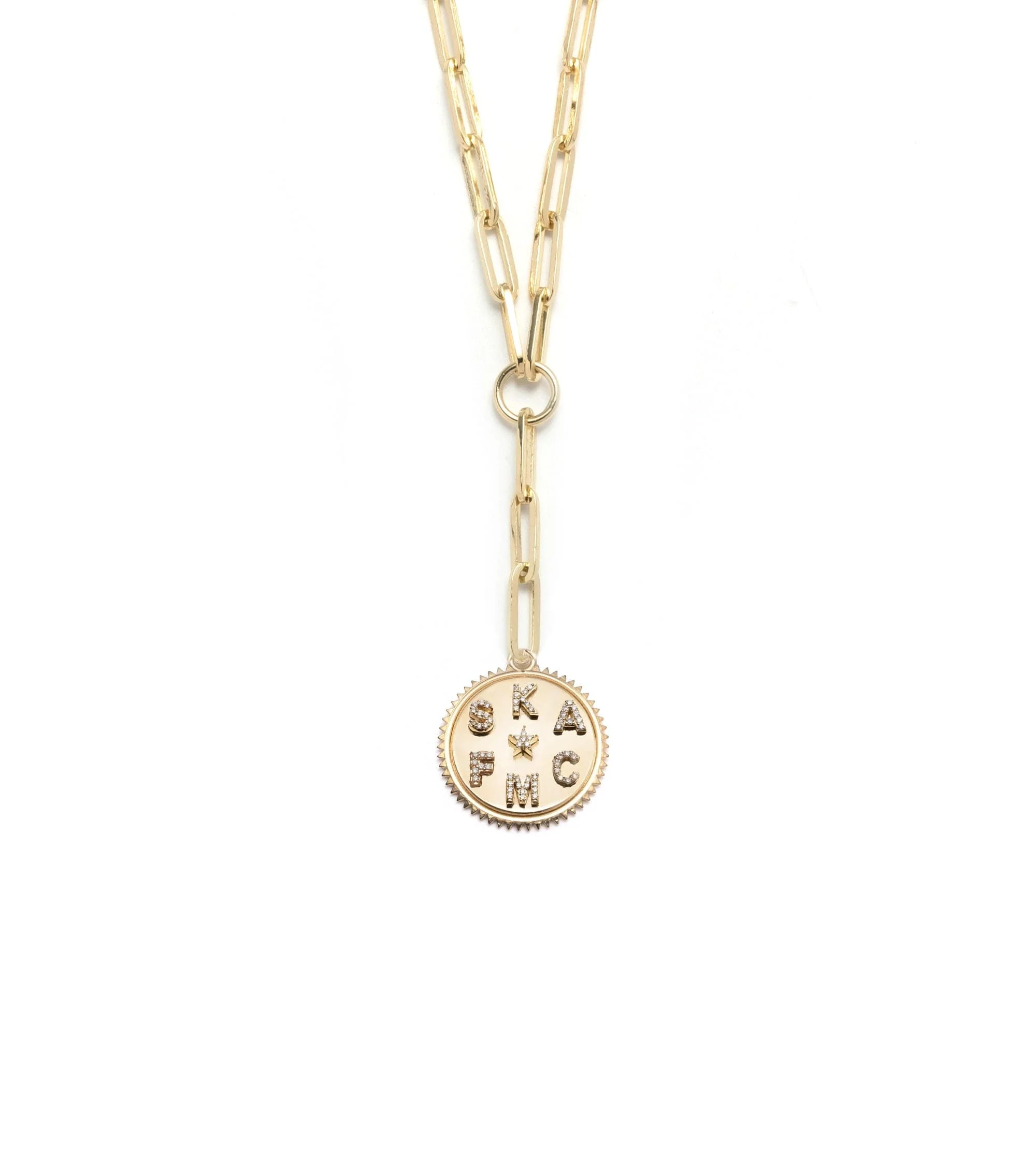 Personalized | Custom Medium Medallion Small Clip Extension Necklace | Diamonds, Yellow Gold - Image 7
