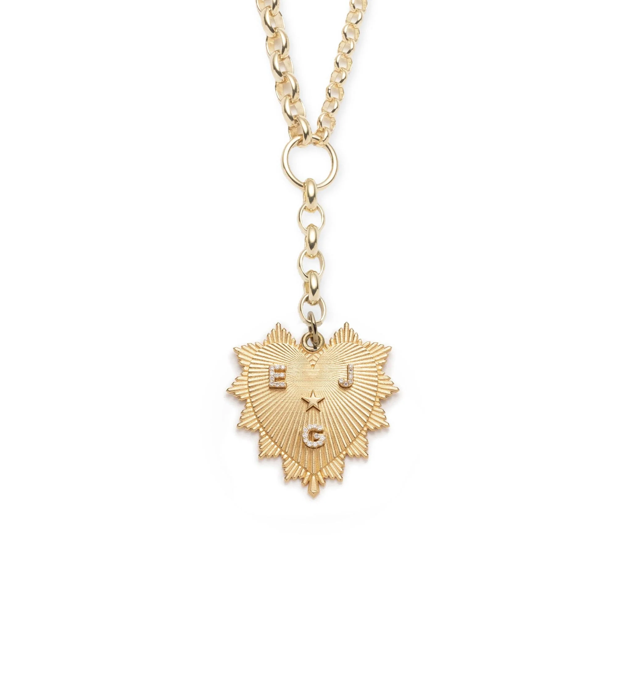 Personalized - True Love | Custom Heart Love Token Heavy Mixed Belcher Extension Necklace | Diamonds, Yellow Gold - Image 7