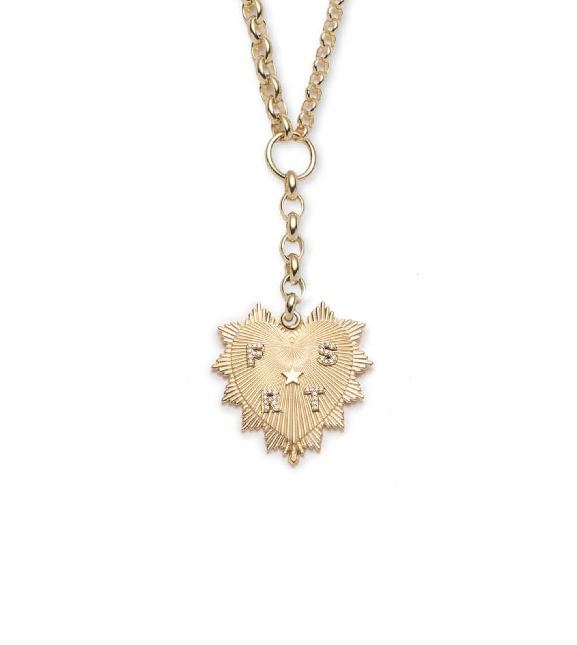 Personalized - True Love | Custom Heart Love Token Heavy Mixed Belcher Extension Necklace | Diamonds, Yellow Gold - Image 8