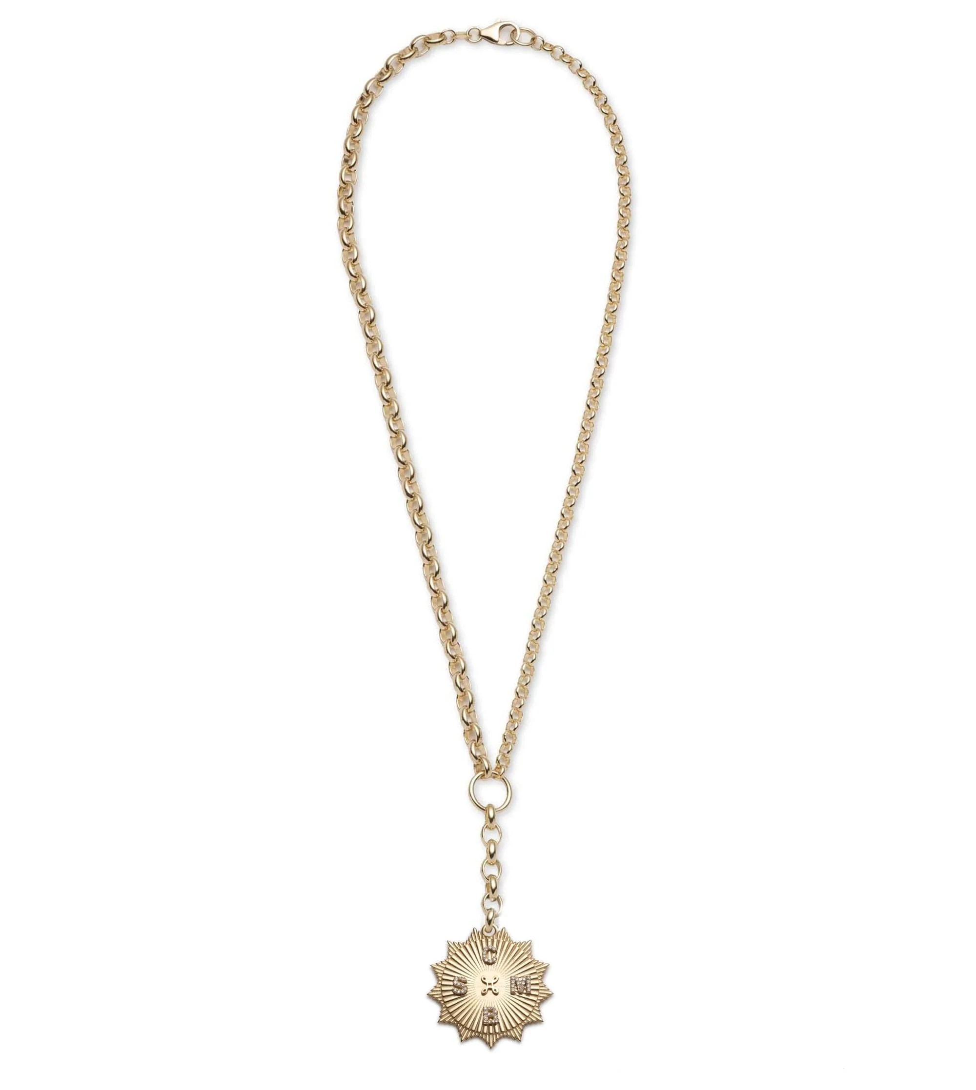 Personalized | Custom Radiating Heavy Mixed Belcher Extension Necklace | Diamonds, Yellow Gold - Image 4