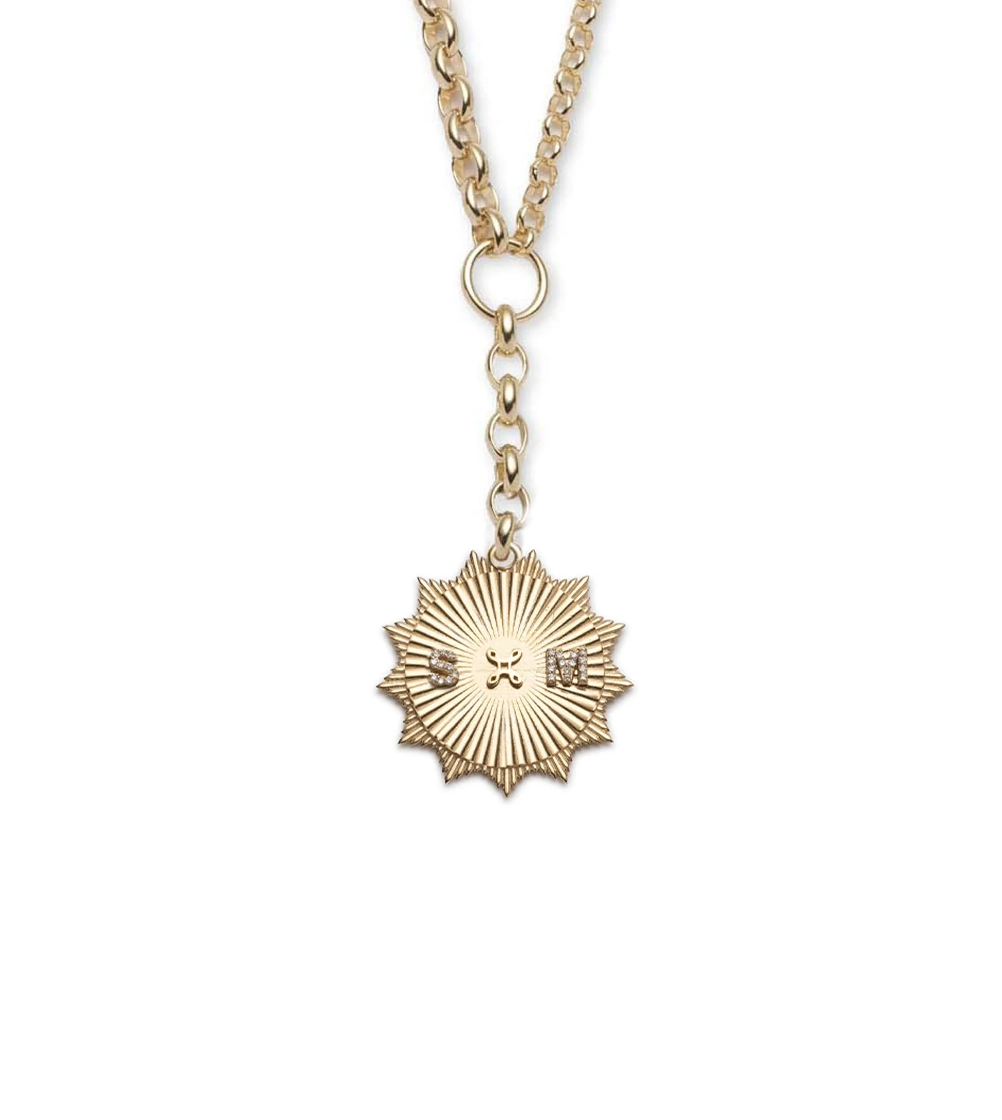 Personalized | Custom Radiating Heavy Mixed Belcher Extension Necklace | Diamonds, Yellow Gold - Image 5