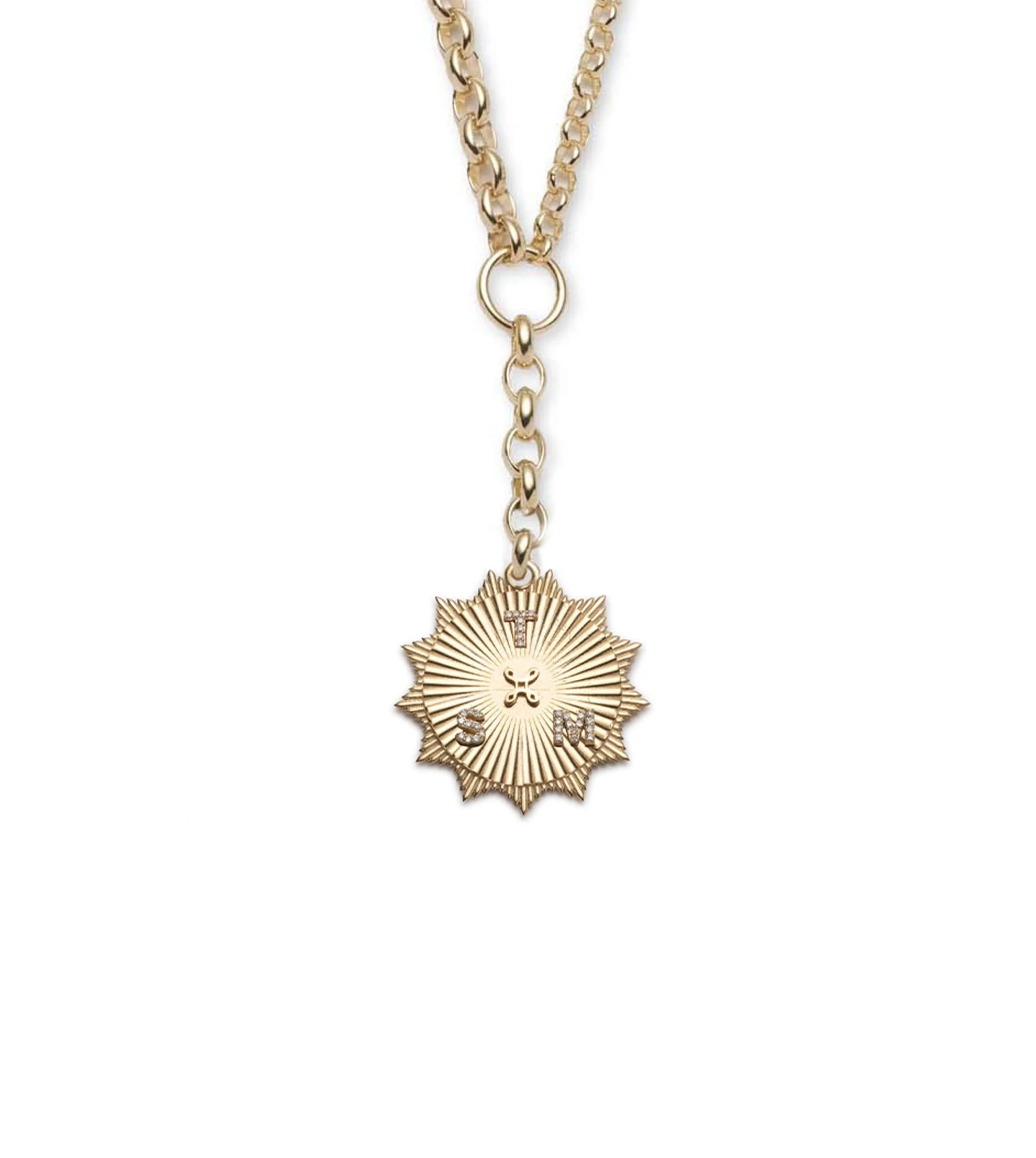 Personalized | Custom Radiating Heavy Mixed Belcher Extension Necklace | Diamonds, Yellow Gold - Image 6