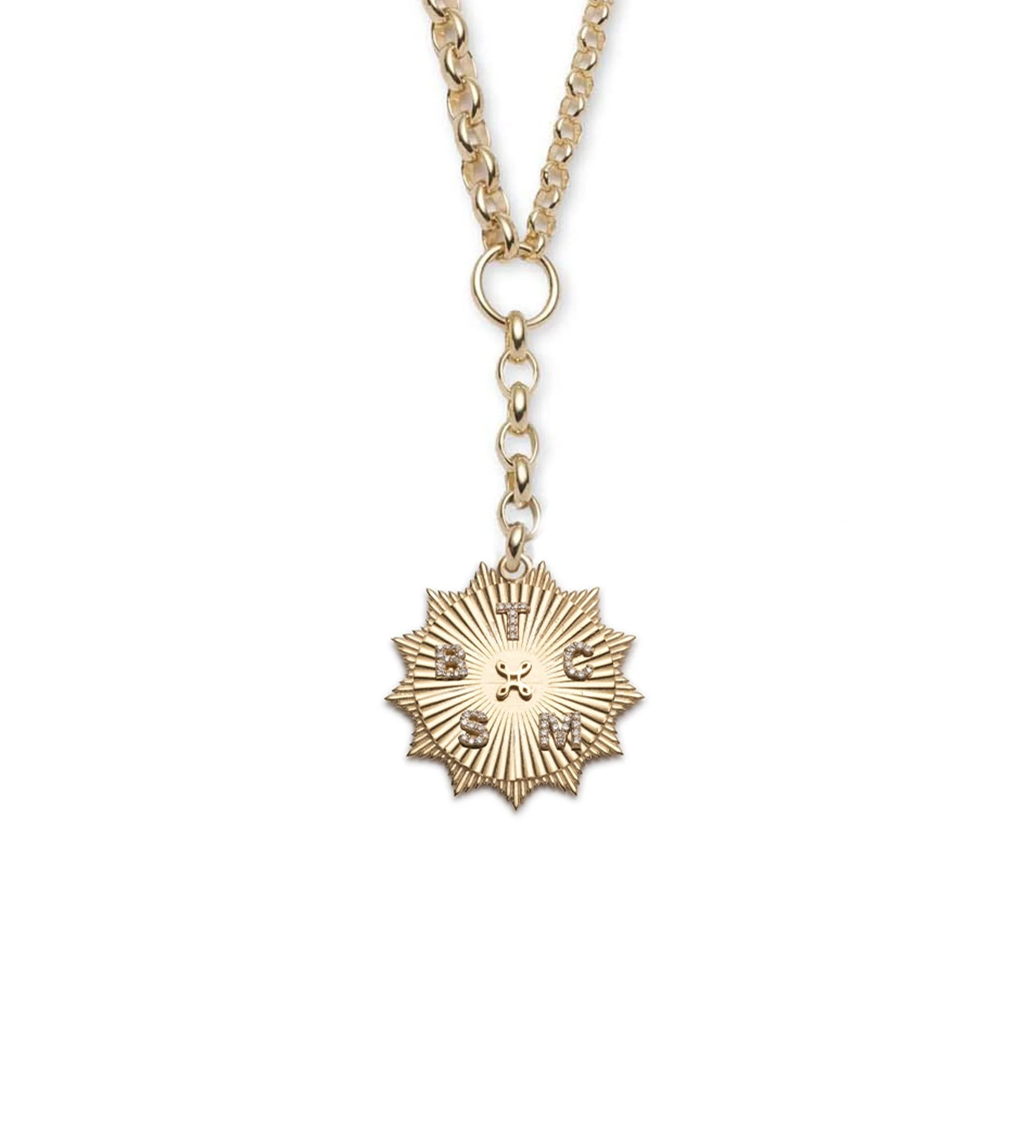 Personalized | Custom Radiating Heavy Mixed Belcher Extension Necklace | Diamonds, Yellow Gold - Image 7