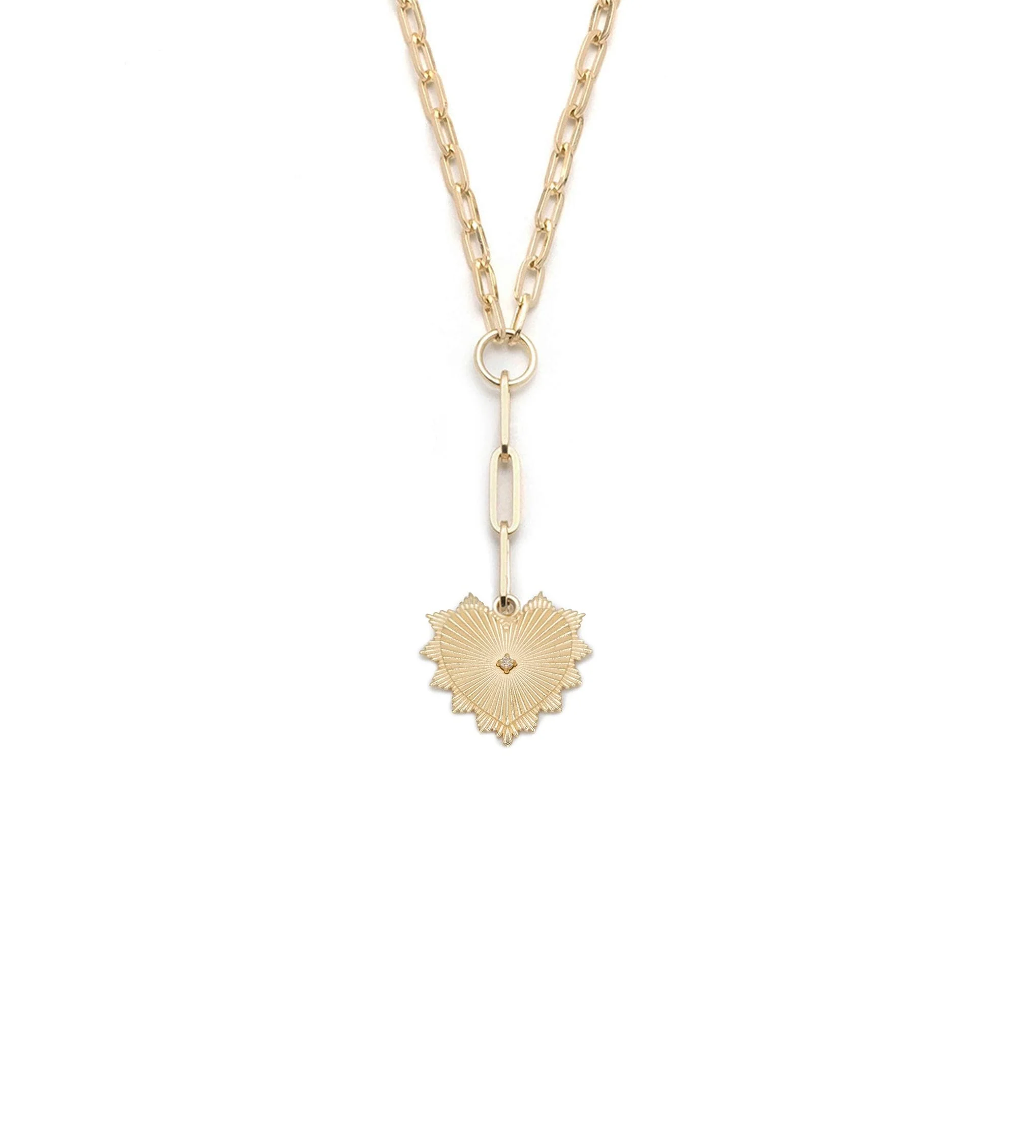 Personalized - True Love | Custom Heart Love Token Small Clip Extension Necklace | Diamonds, Yellow Gold - Image 2