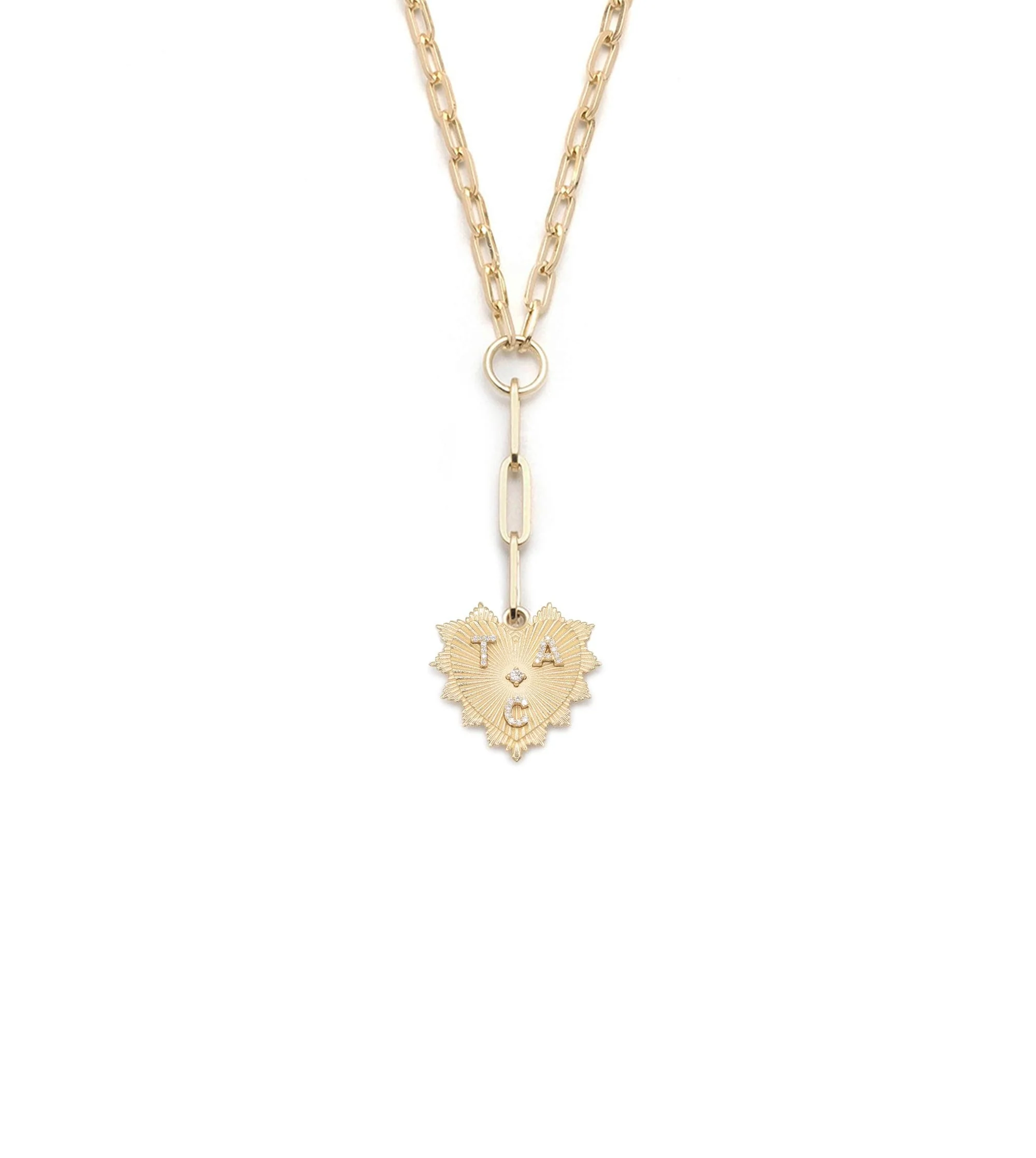 Personalized - True Love | Custom Heart Love Token Small Clip Extension Necklace | Diamonds, Yellow Gold - Image 3