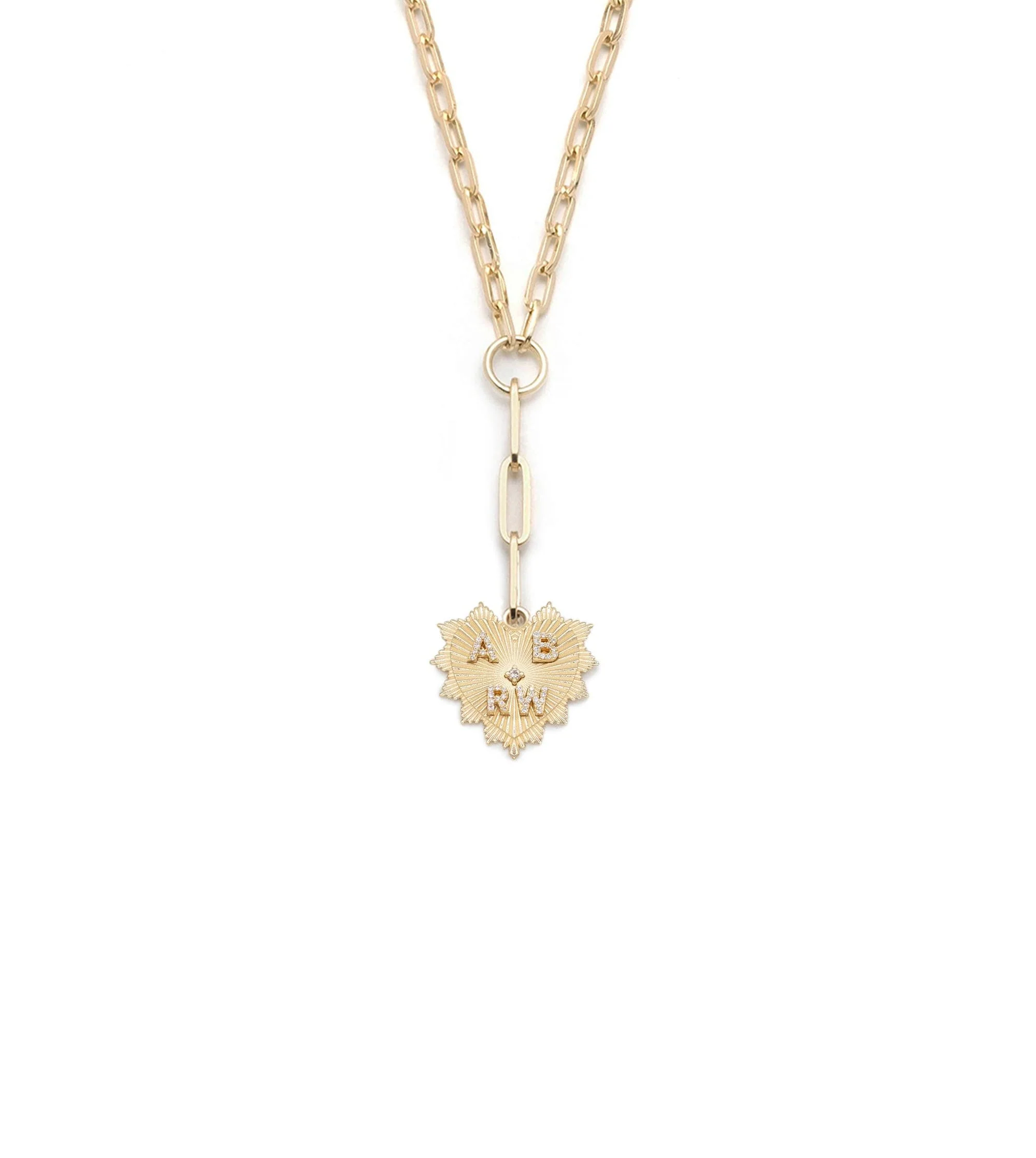 Personalized - True Love | Custom Heart Love Token Small Clip Extension Necklace | Diamonds, Yellow Gold - Image 4