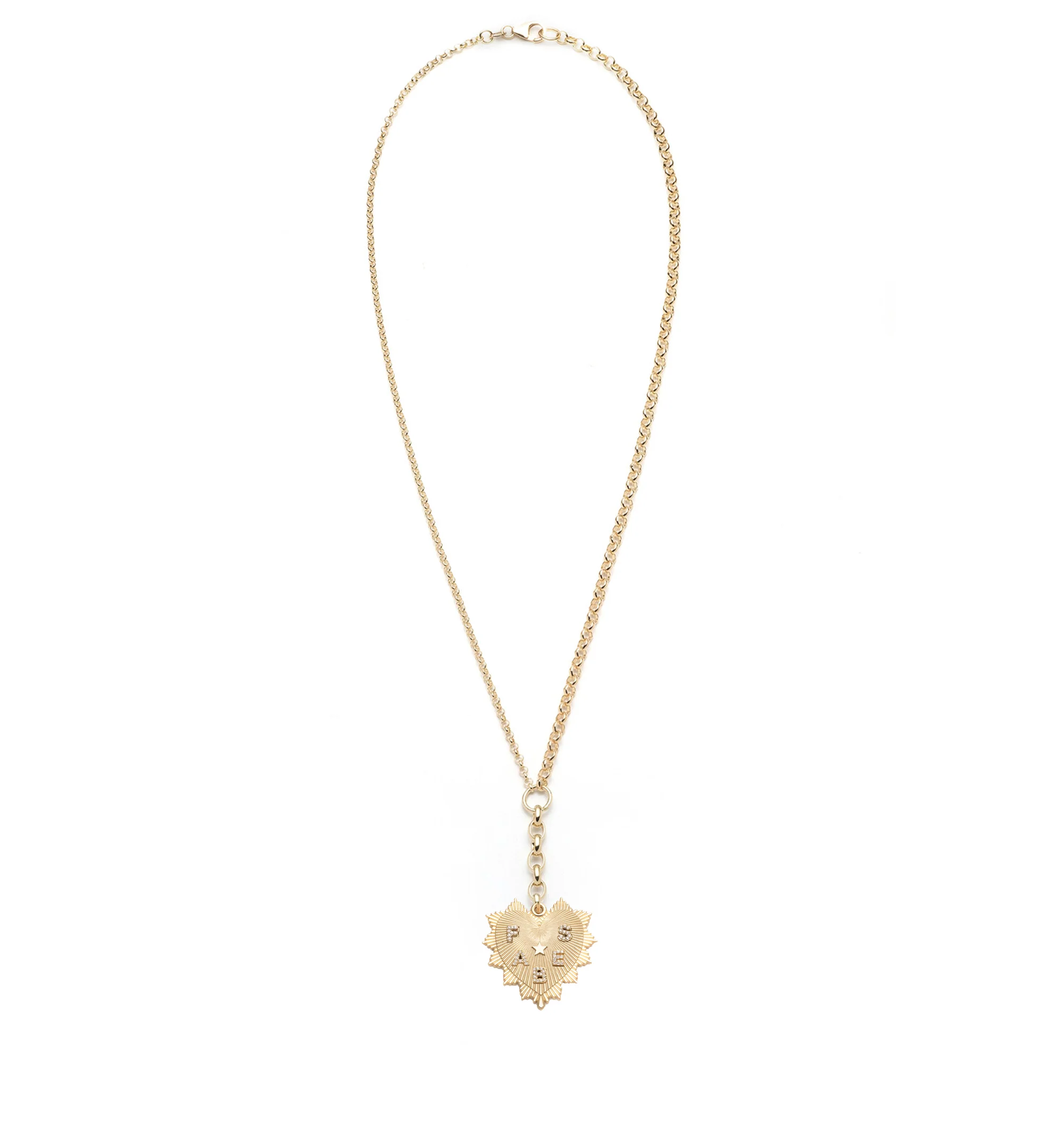 Personalized - True Love | Custom Heart Love Token Medium Mixed Belcher Extension Necklace | Diamonds, Yellow Gold - Image 3