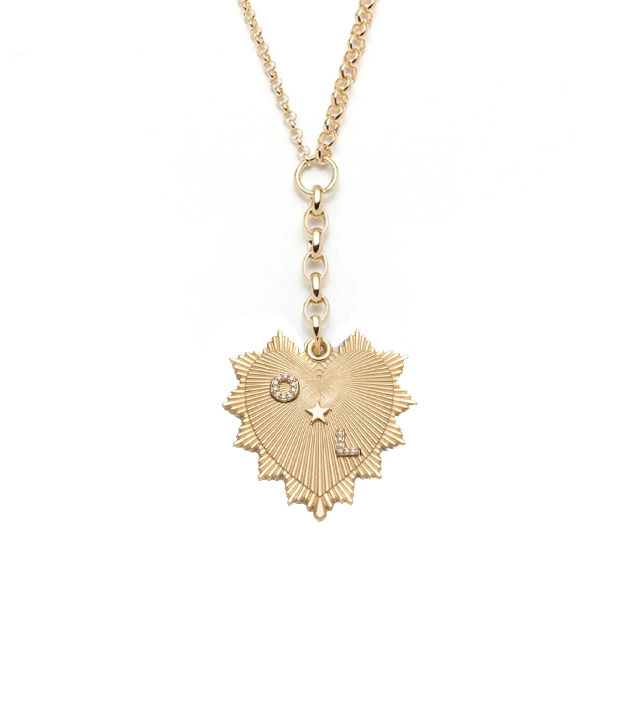 Personalized - True Love | Custom Heart Love Token Medium Mixed Belcher Extension Necklace | Diamonds, Yellow Gold - Image 4