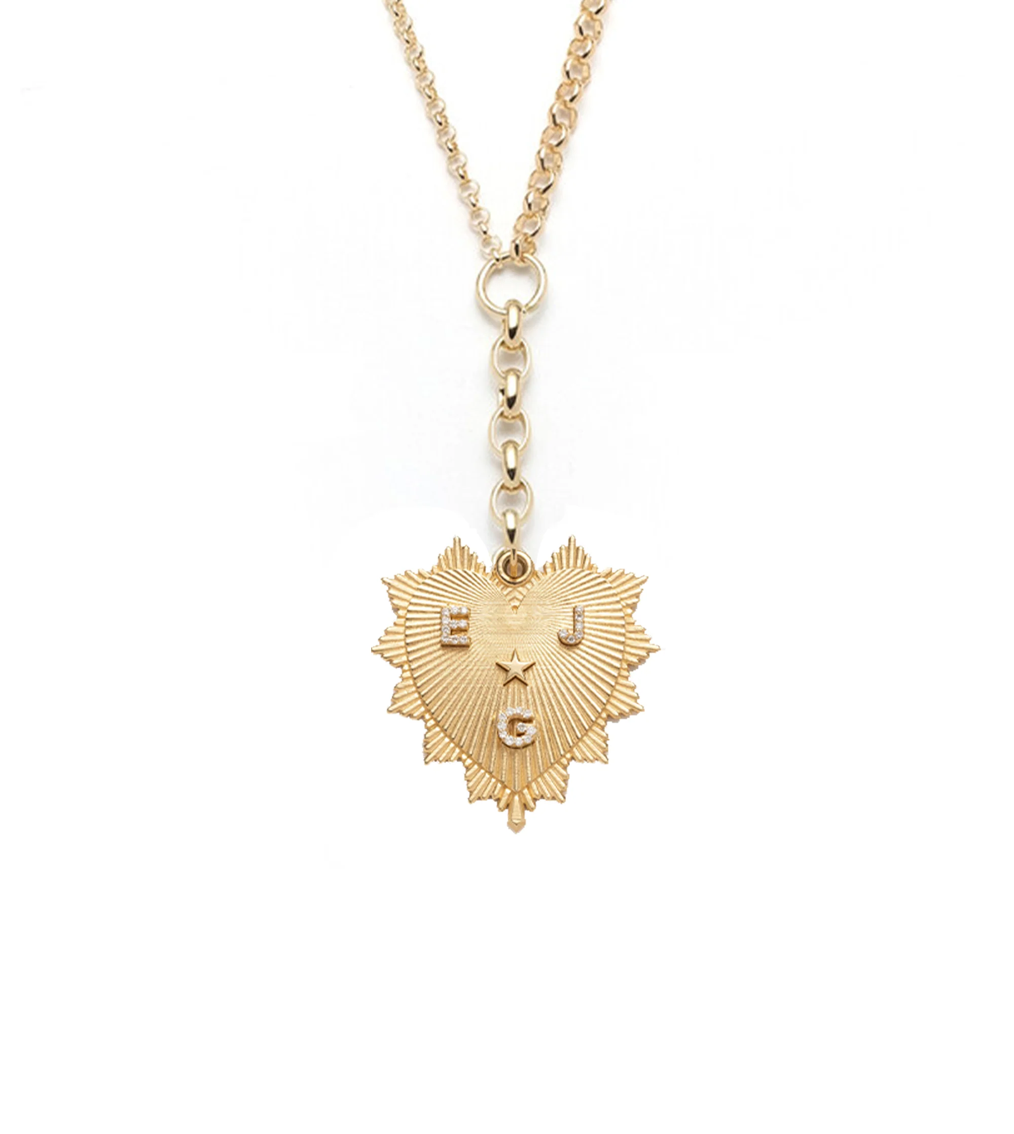 Personalized - True Love | Custom Heart Love Token Medium Mixed Belcher Extension Necklace | Diamonds, Yellow Gold - Image 5