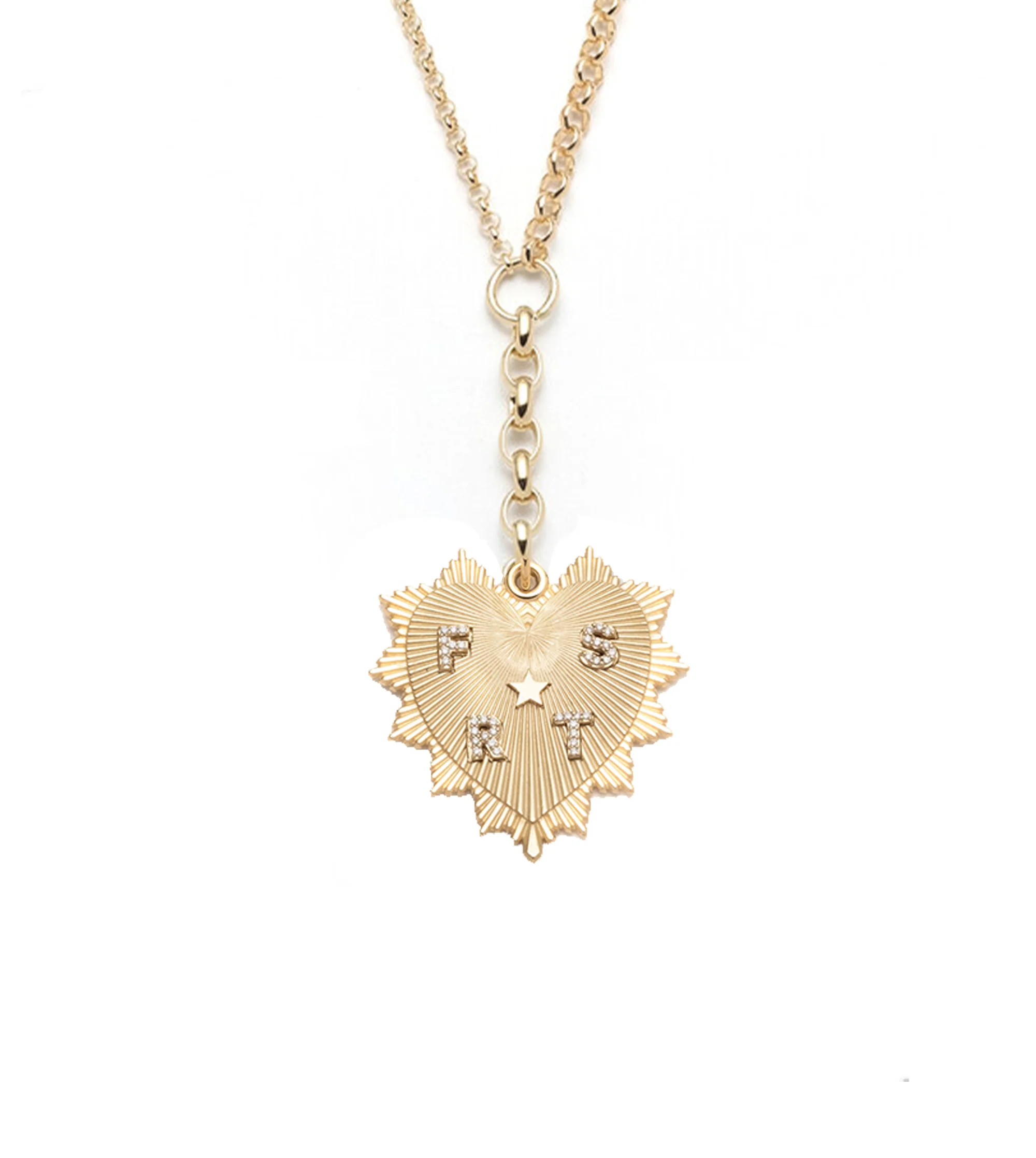 Personalized - True Love | Custom Heart Love Token Medium Mixed Belcher Extension Necklace | Diamonds, Yellow Gold - Image 6