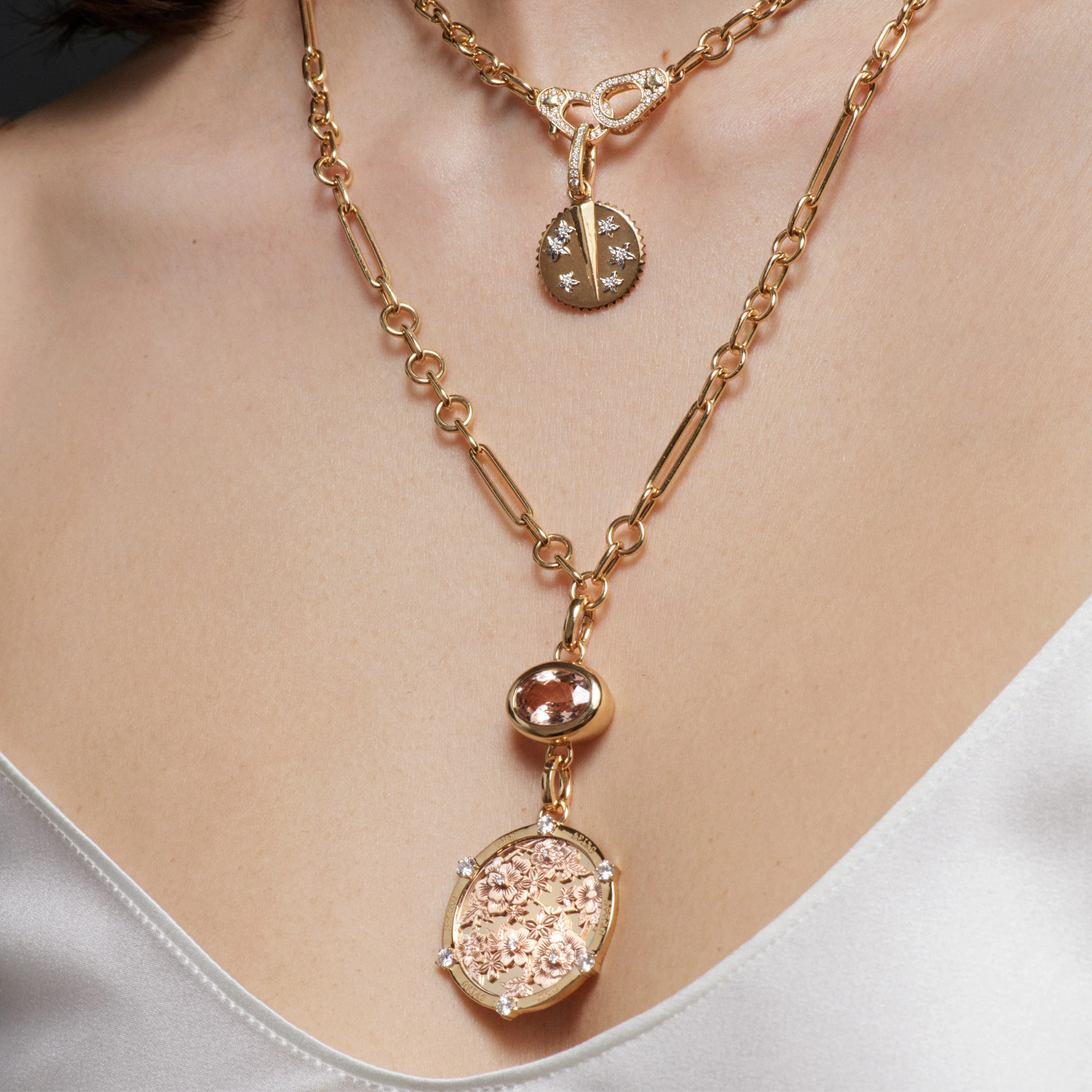 Resilience | Floral Screen Large Medallion | Diamonds, Yellow Gold, Rose Gold - Image 4