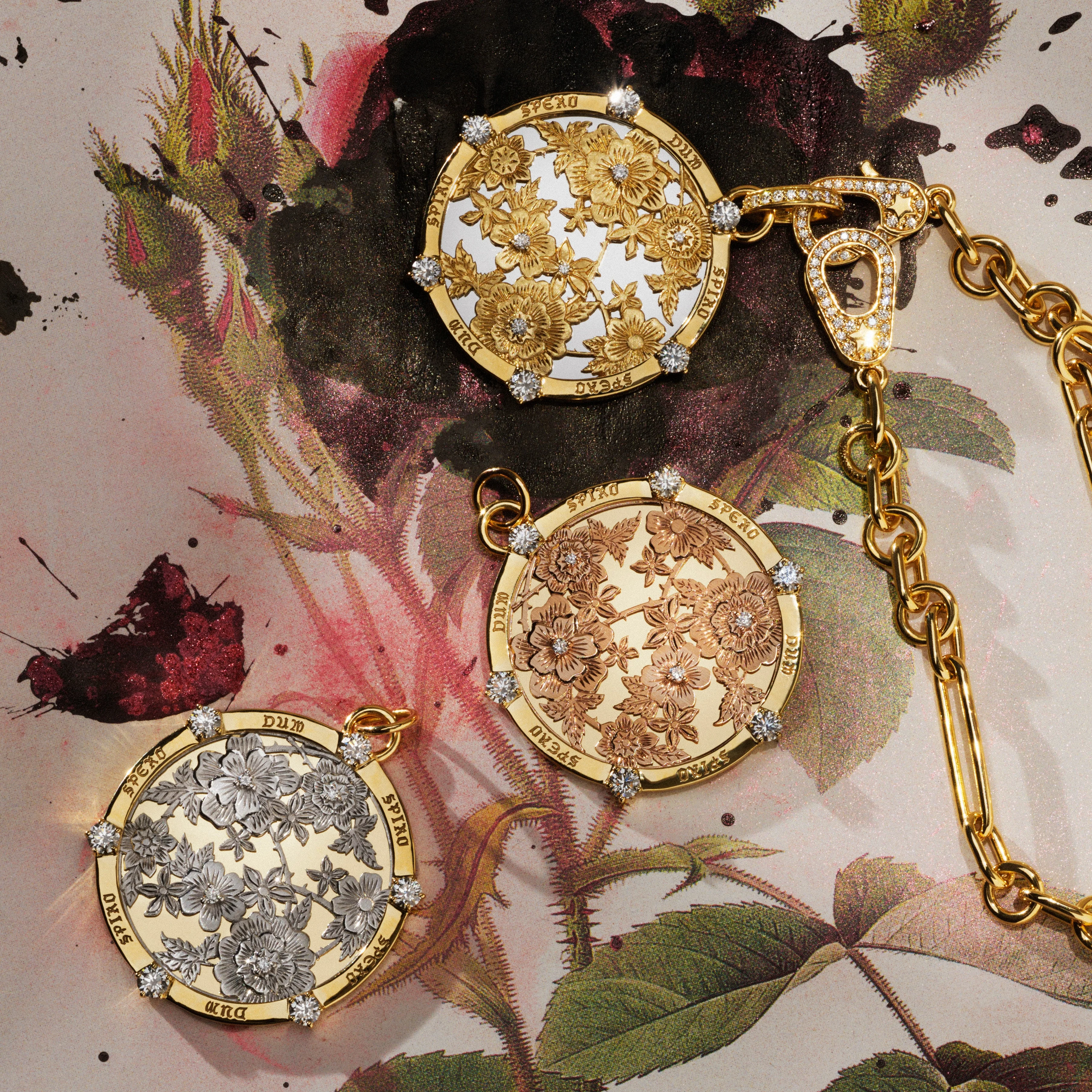 Resilience | Floral Screen Large Medallion | Diamonds, Yellow Gold, White Gold - Image 5