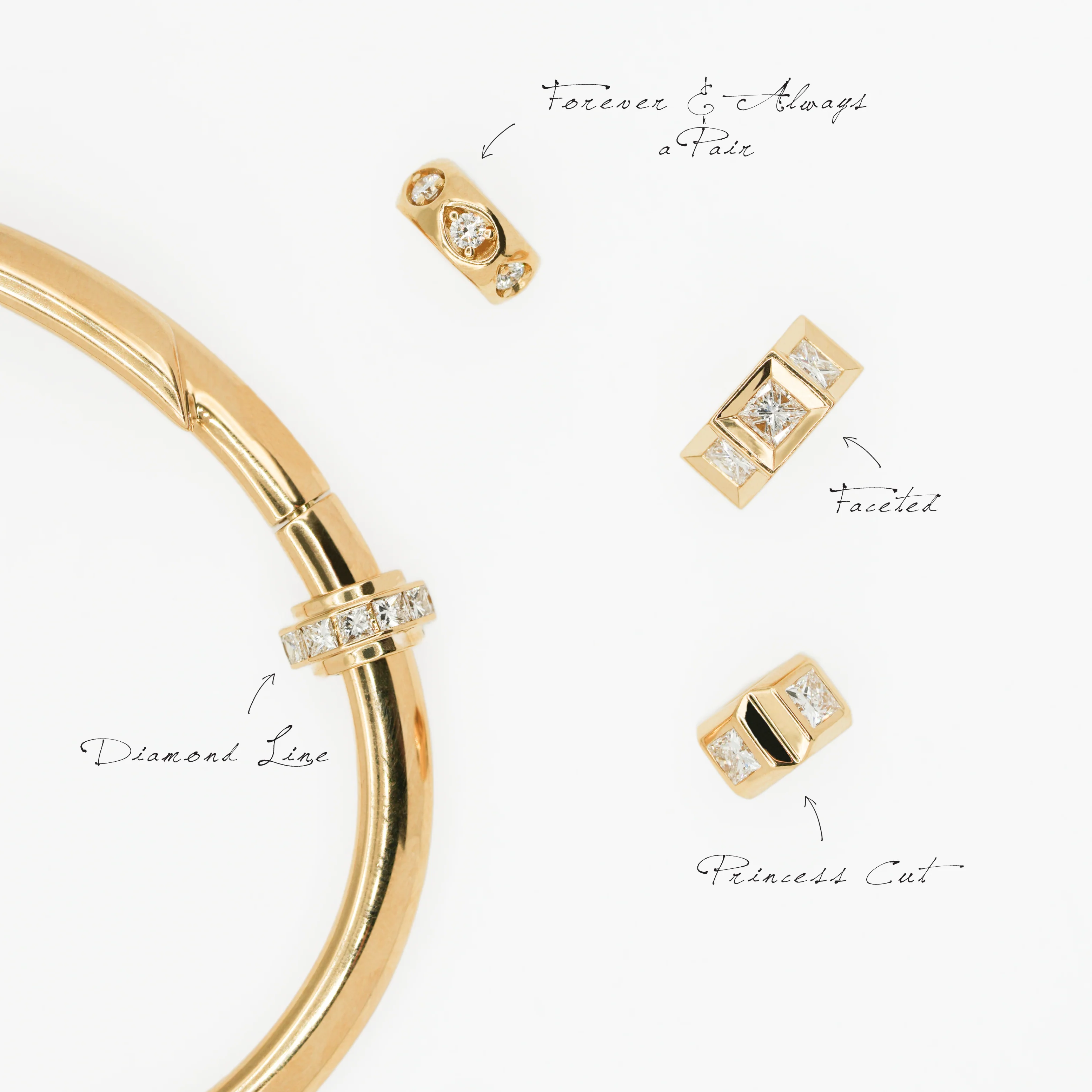 True Love | Princess Cut Line Heart Beat | Diamonds, Yellow Gold - Image 4