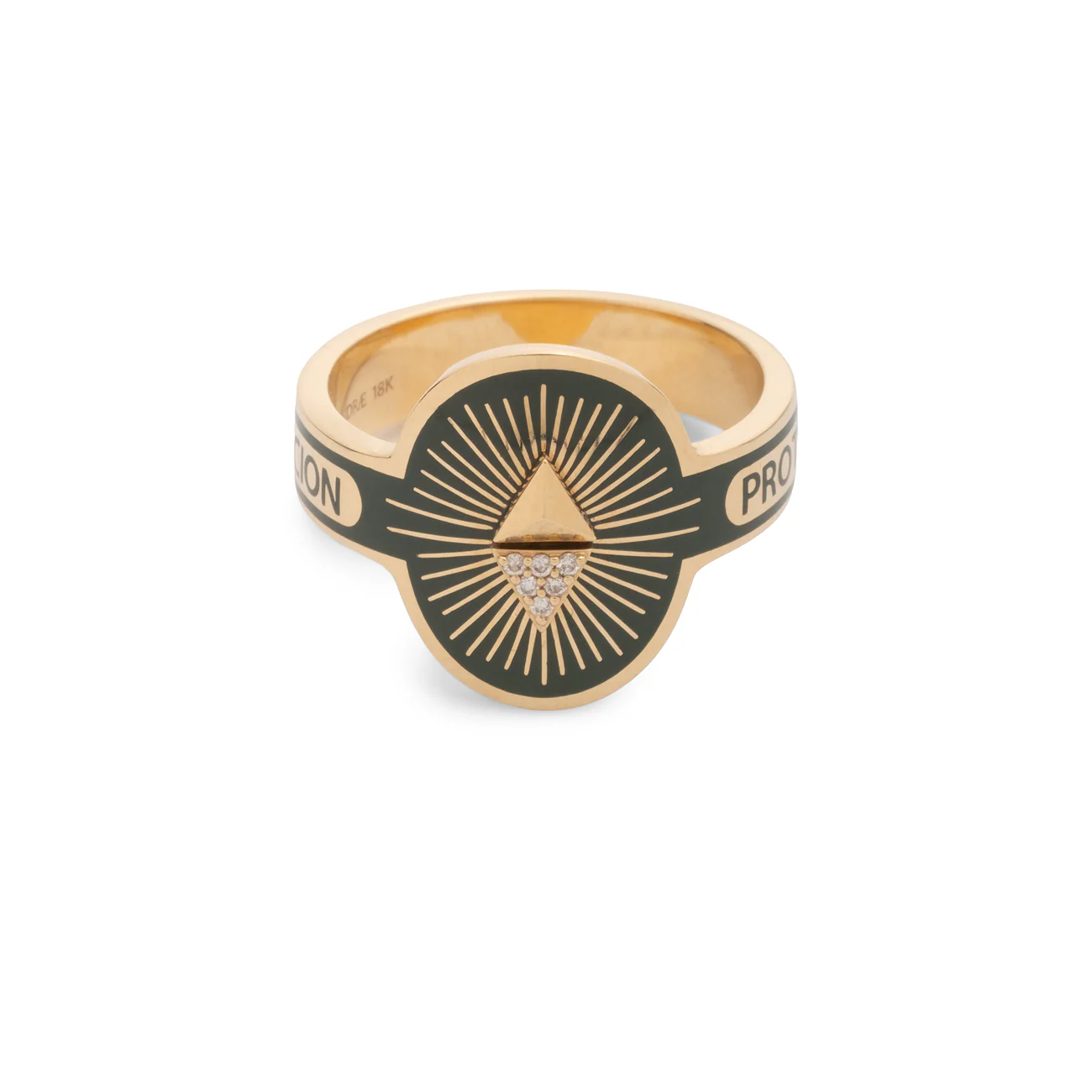 Protection | Cigar Band | Olive Ceramic, Diamond, Yellow Gold