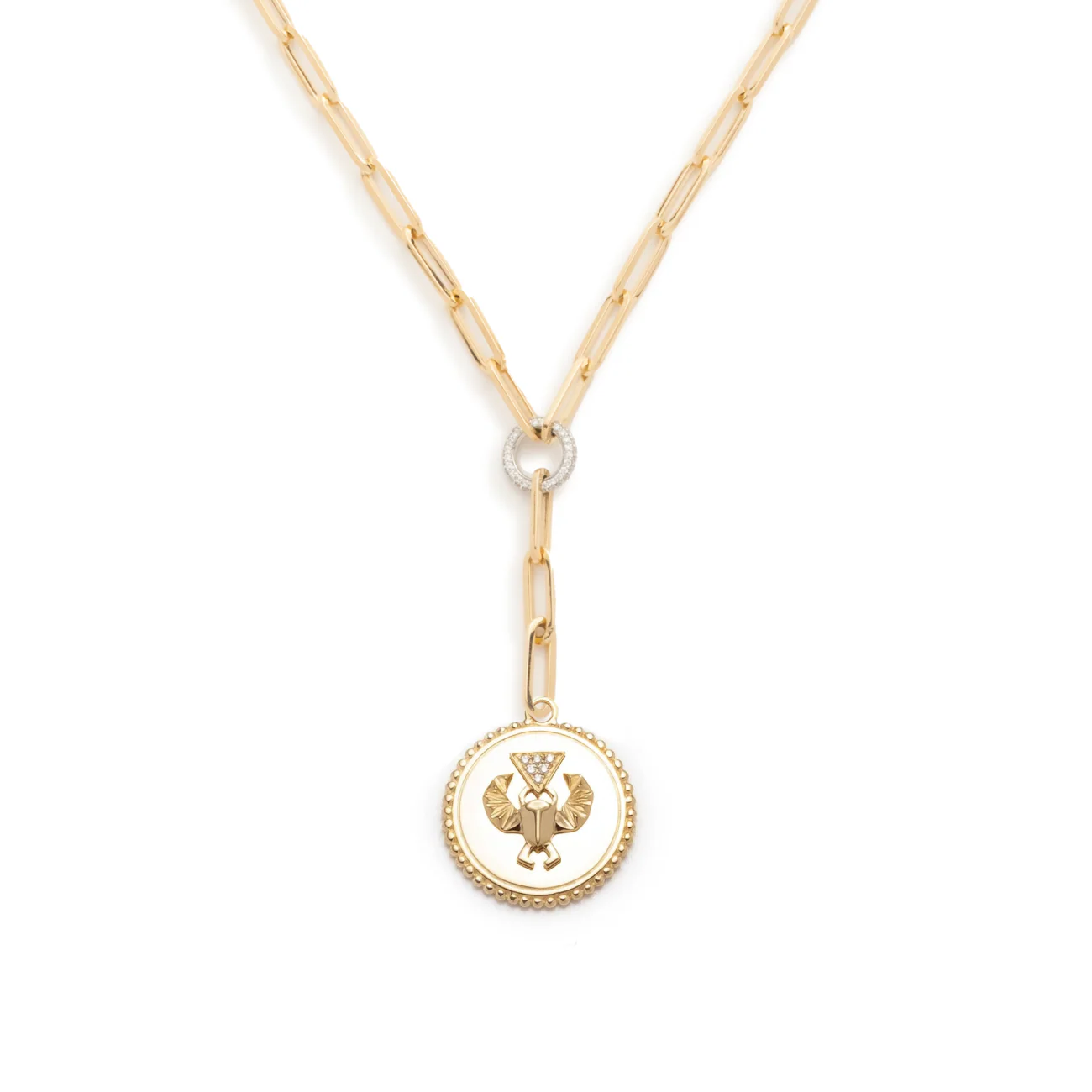 Protection | Medium Clip Extension Necklace | Diamonds, Yellow Gold - Image 3