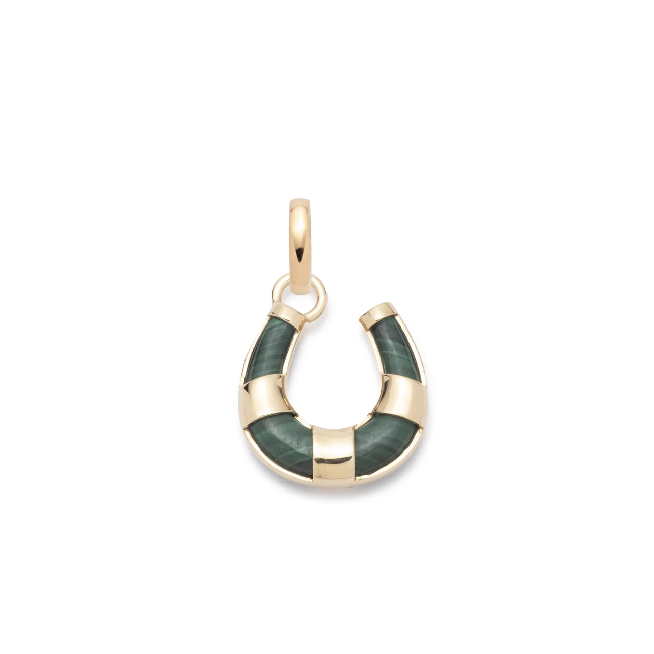 Protection | Horseshoe Miniature Pendant | Malachite, Yellow Gold