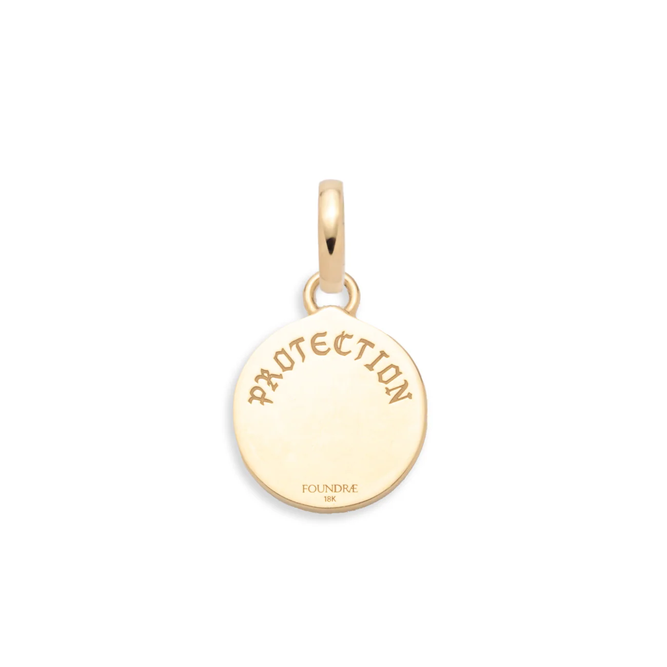 Protection | Ceramic Horseshoe Baby Medallion | Olive Ceramic, Diamonds, Emerald, Yellow Gold - Image 4