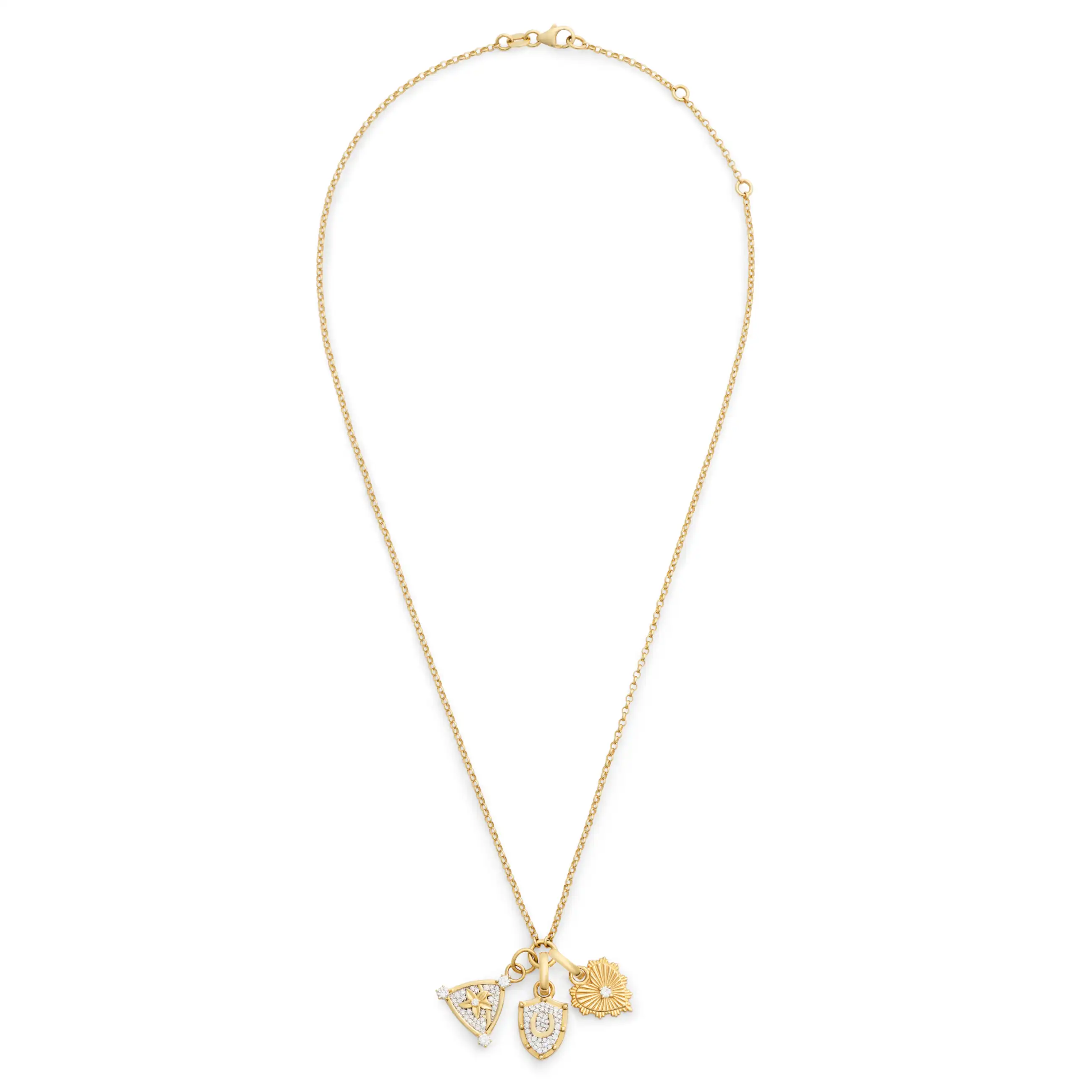 Protection - Resilience | Pavé Horseshoe and Blossom Fine Belcher Necklace | Diamonds, Yellow Gold - Image 3