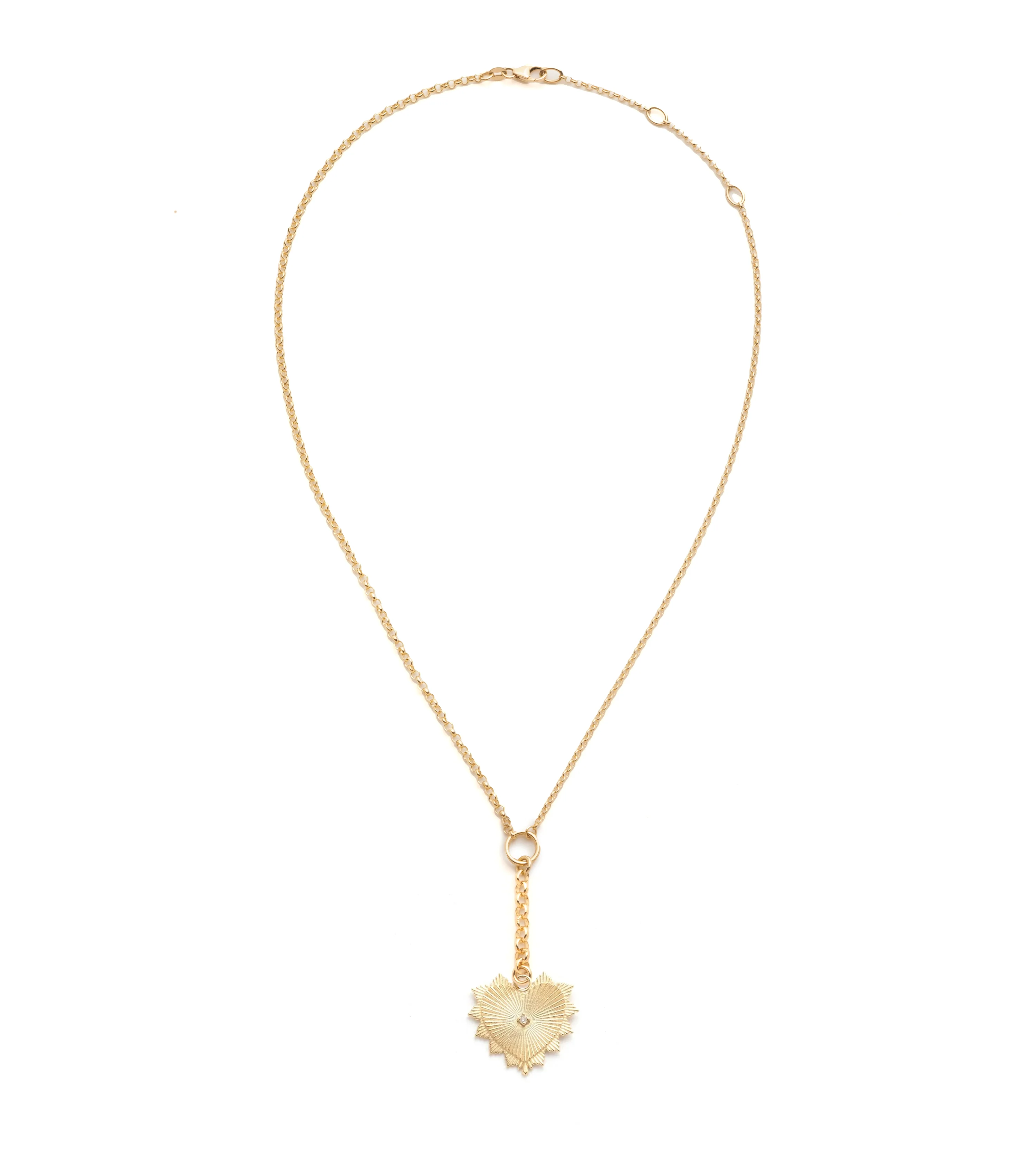 True Love | Heart Love Token Small Mixed Belcher Extension Necklace | Diamond, Yellow Gold - Image 2
