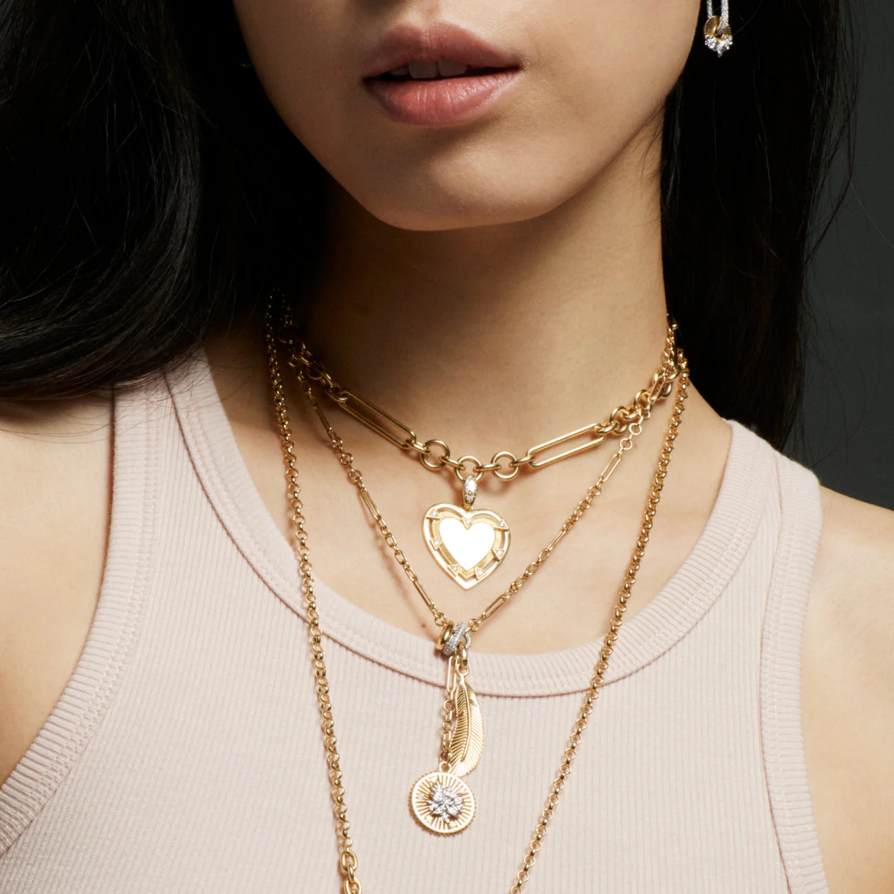 Resilience - Vivacity | Blossoms and Feather Small Mixed Clip Extension Necklace | Diamonds, Mixed Gold - Image 2