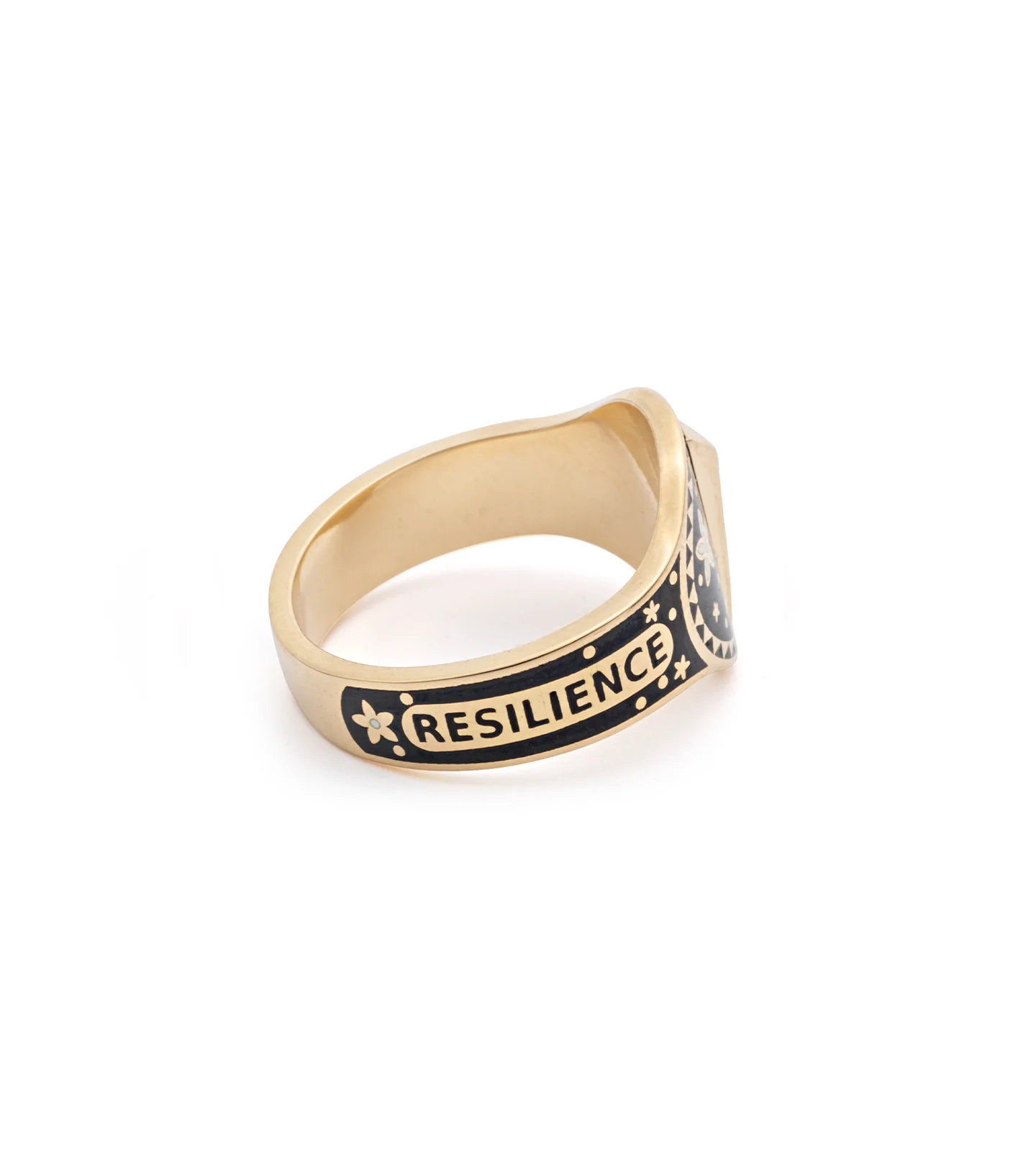 Resilience | Cigar Band | Black and White Ceramic, Yellow Gold - Image 2