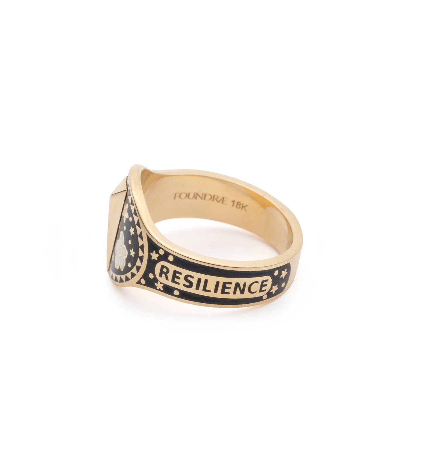 Resilience | Cigar Band | Black and White Ceramic, Yellow Gold - Image 4