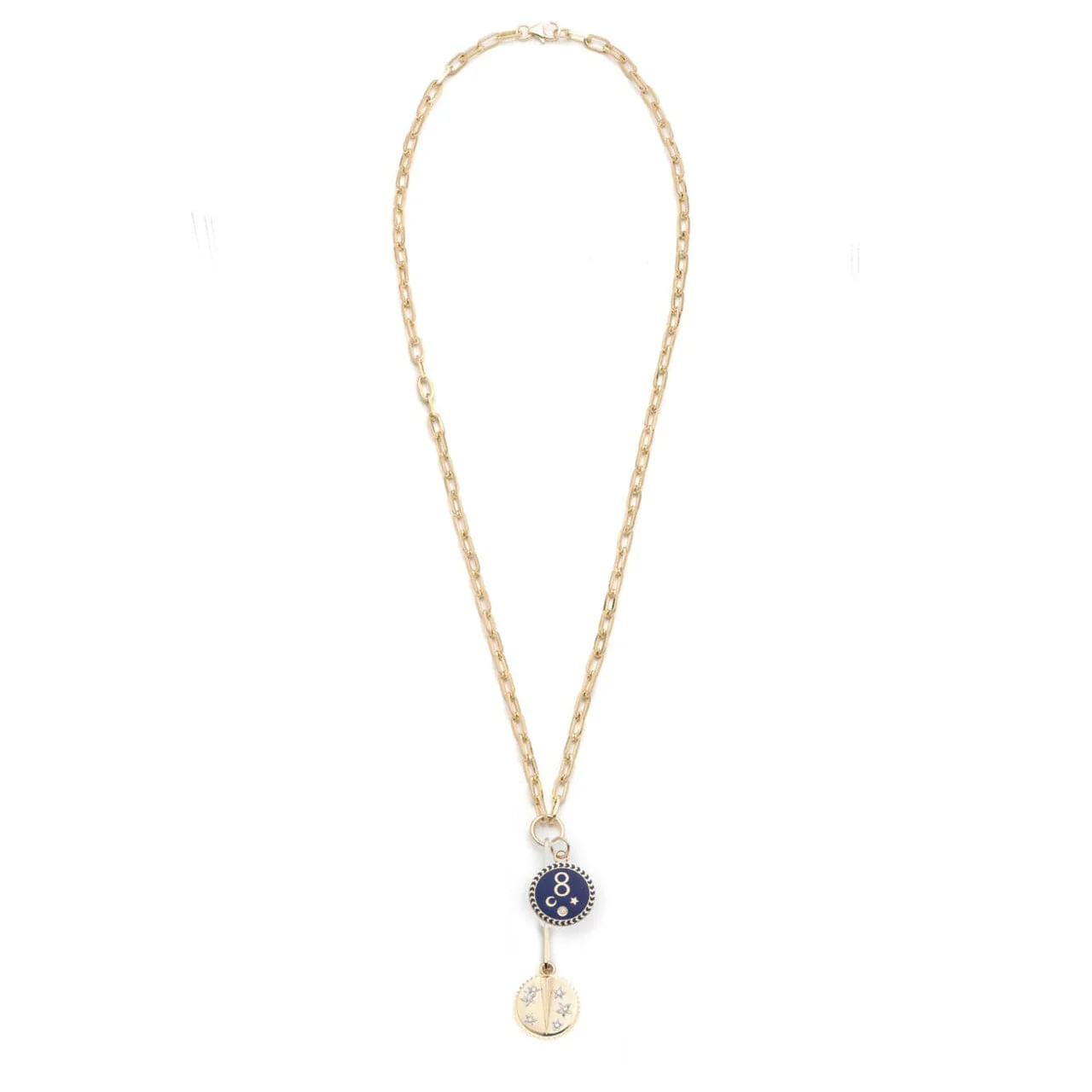 Resilience - Infinite Gratitude | Blossoms and Karma Small Clip Extension Necklace | Diamonds, Blue Ceramic, Yellow Gold - Image 2
