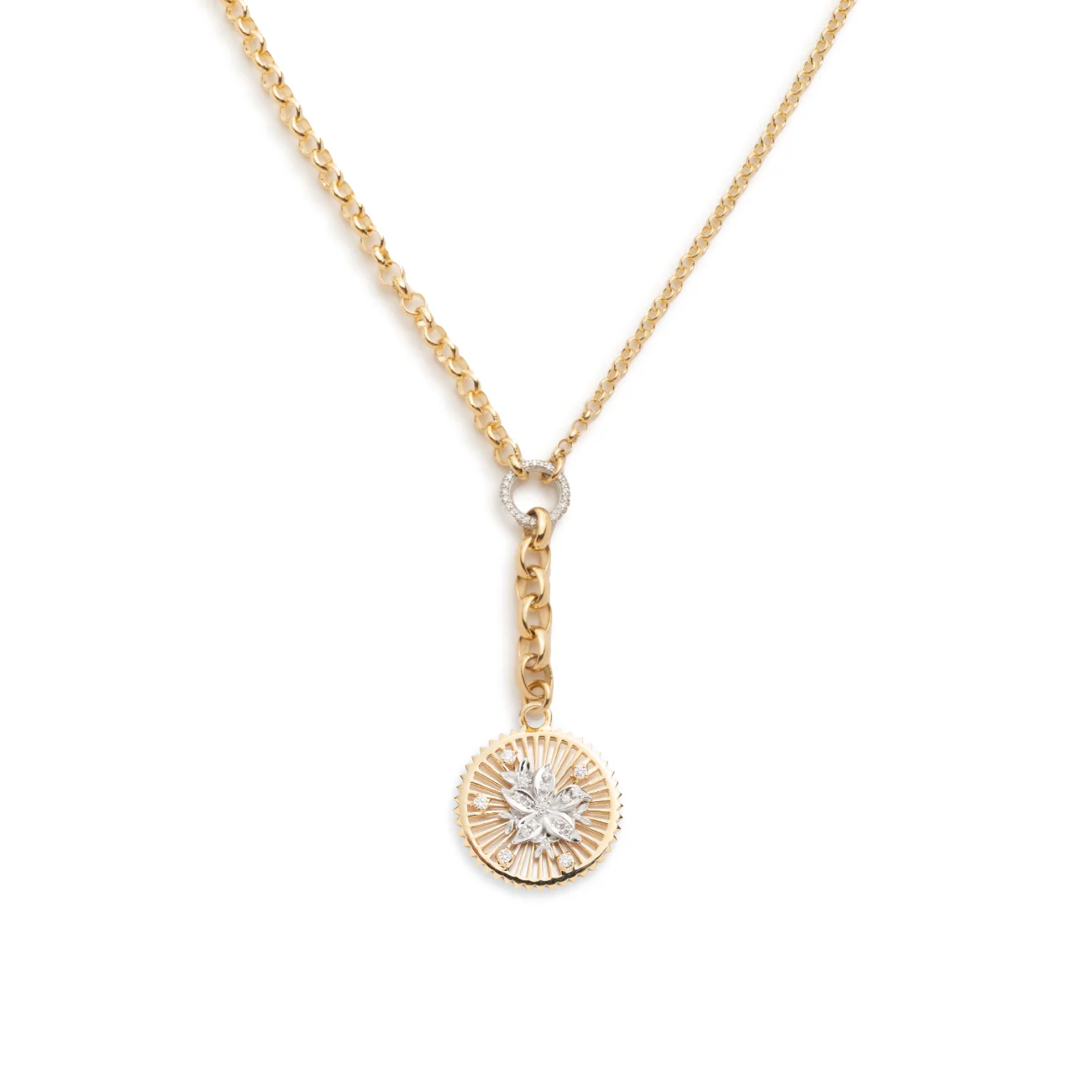 Resilience | Blossoms Medium Mixed Belcher Extension Necklace | Diamonds, Mixed Gold - Image 3